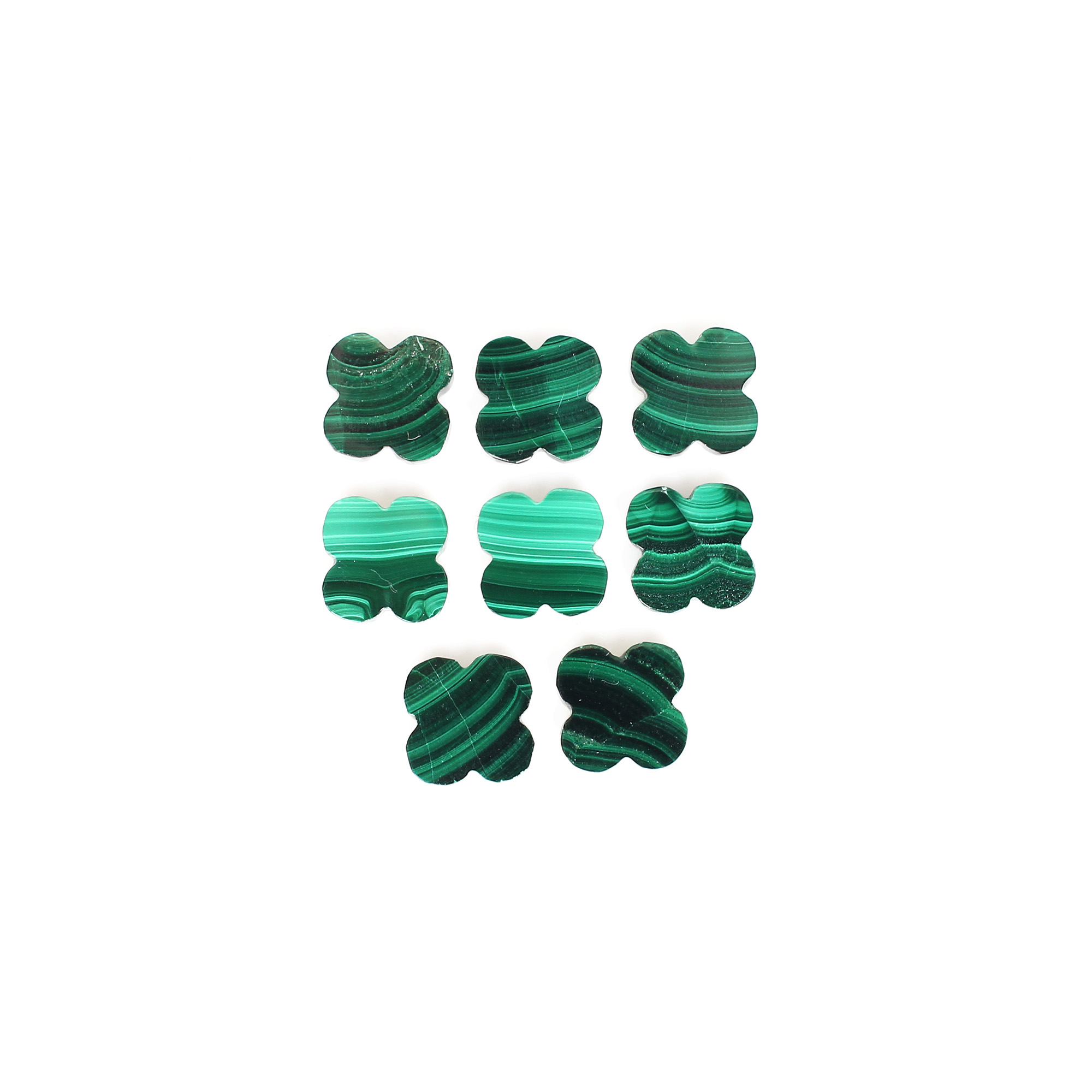 Natural Malachite With Mother of Pearl 11x11mm Clover Flat 585cts