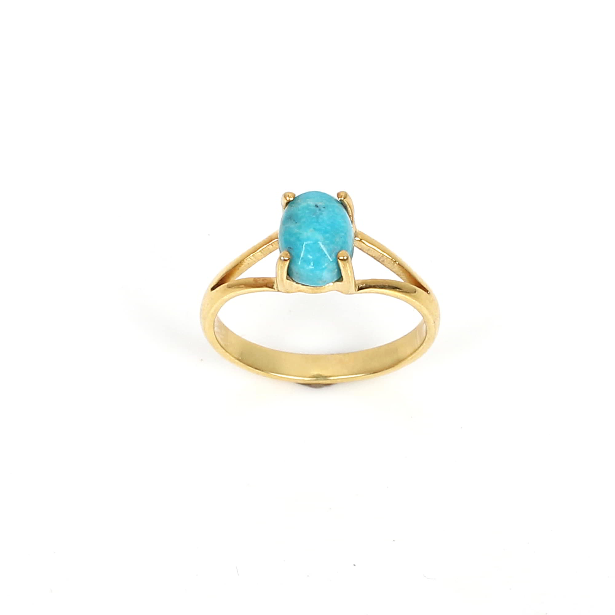 Natural Turquosie 8x6mm Oval Rose Cut 925 Sterling Silver Ring