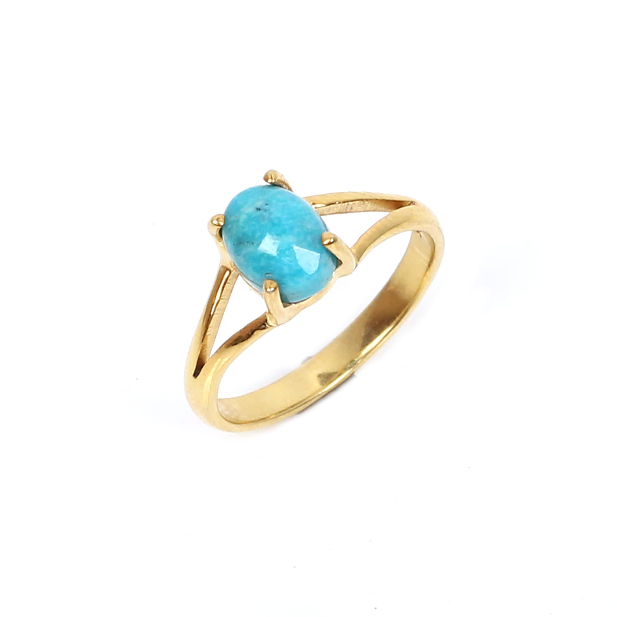 Natural Turquosie 8x6mm Oval Rose Cut 925 Sterling Silver Ring