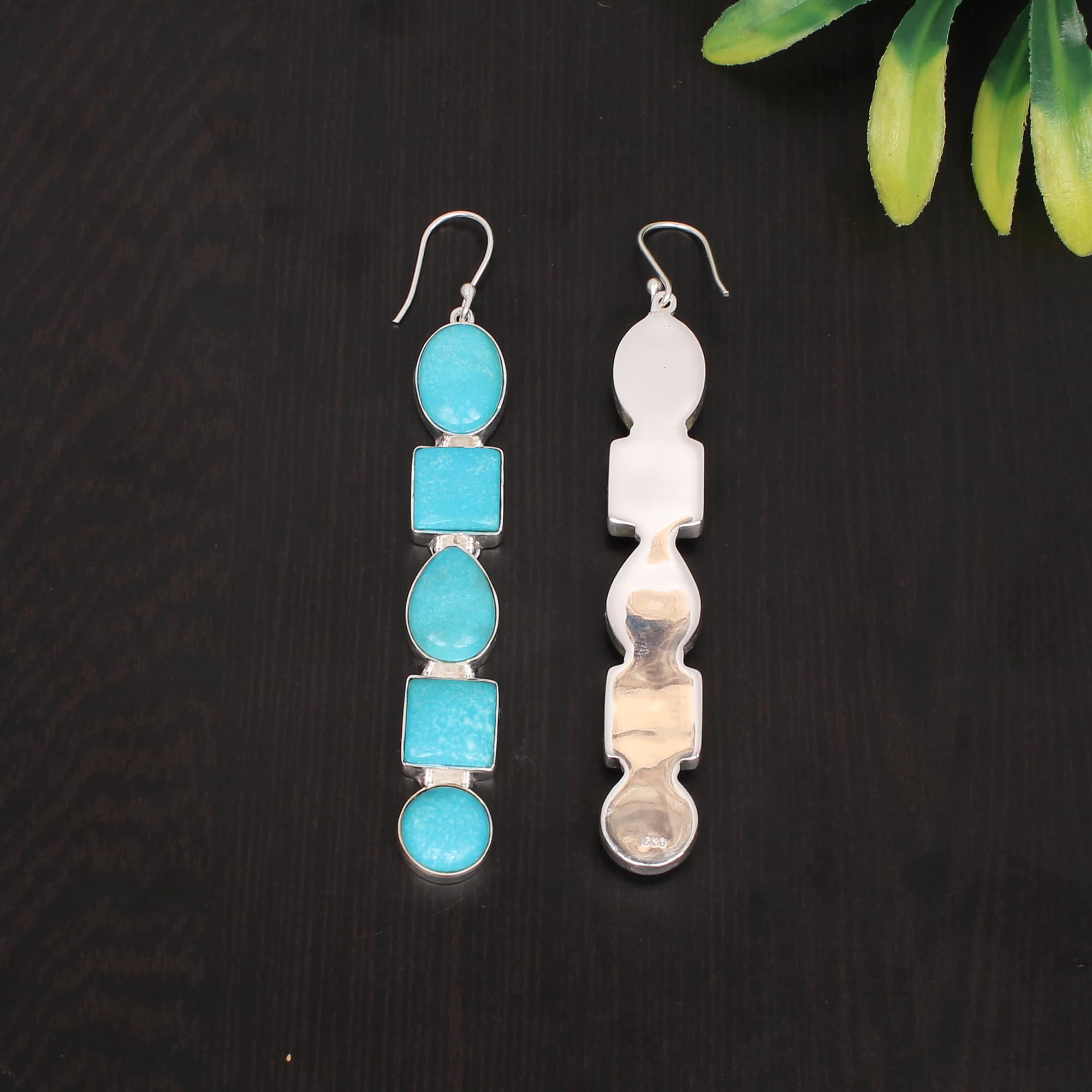 Natural Turquoise Hanging Earrings
