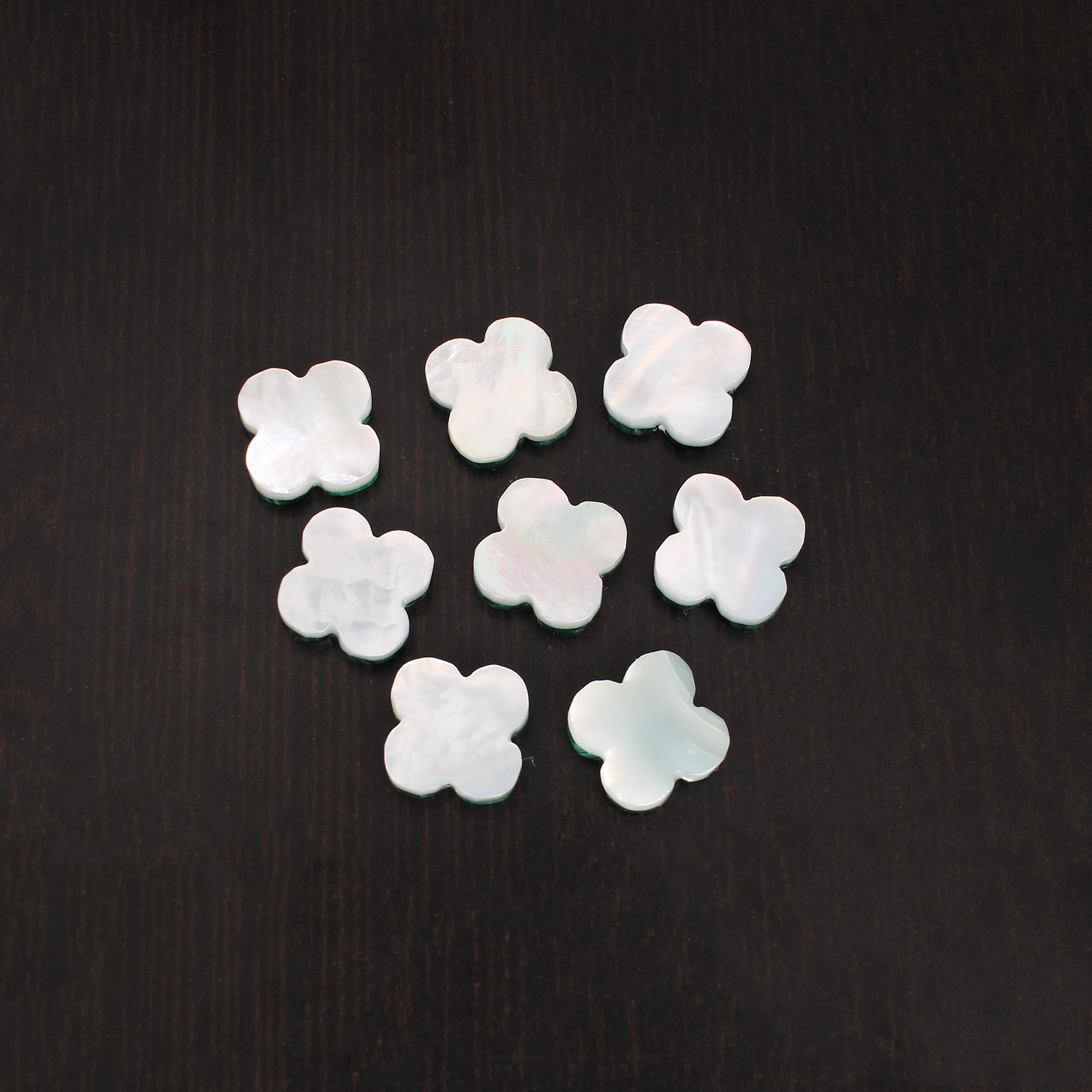 Natural Malachite With Mother of Pearl 11x11mm Clover Flat 585cts