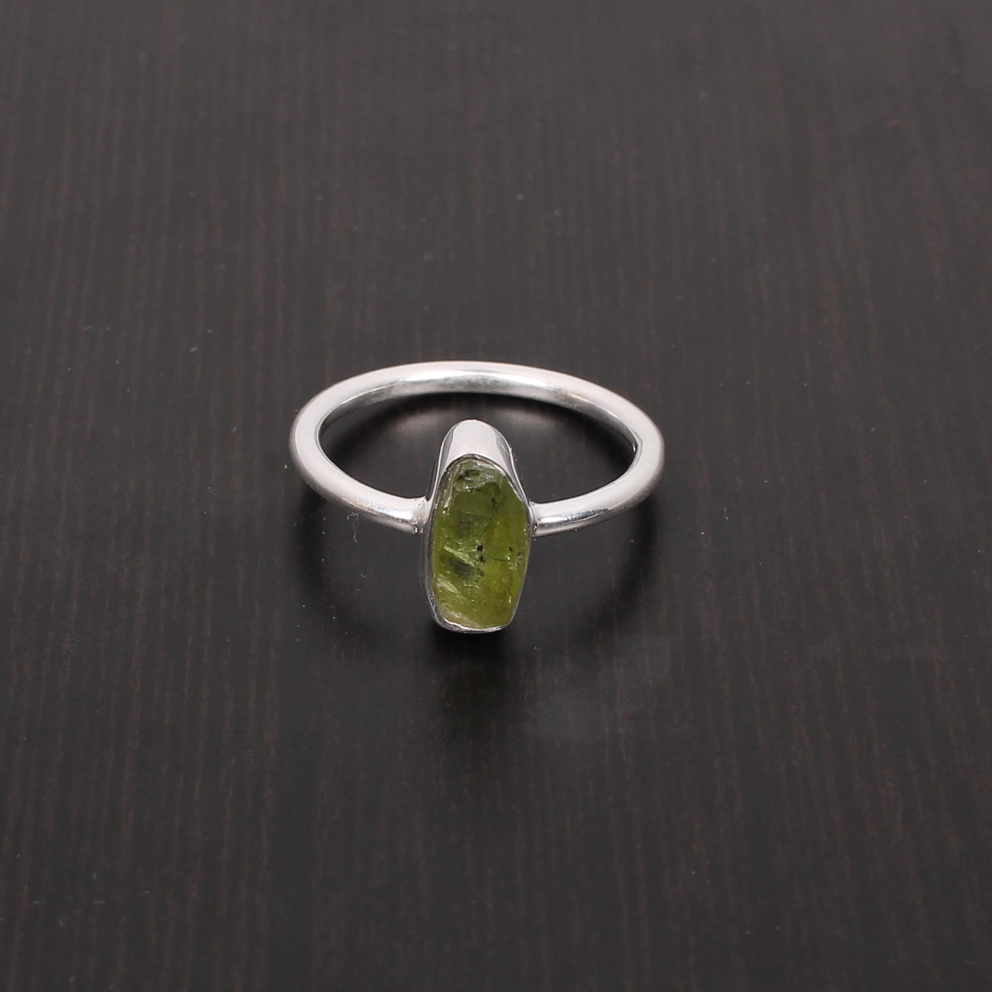 Natural Green Tourmaline 11x5mm Fancy Shape 925 Sterling Silver Ring