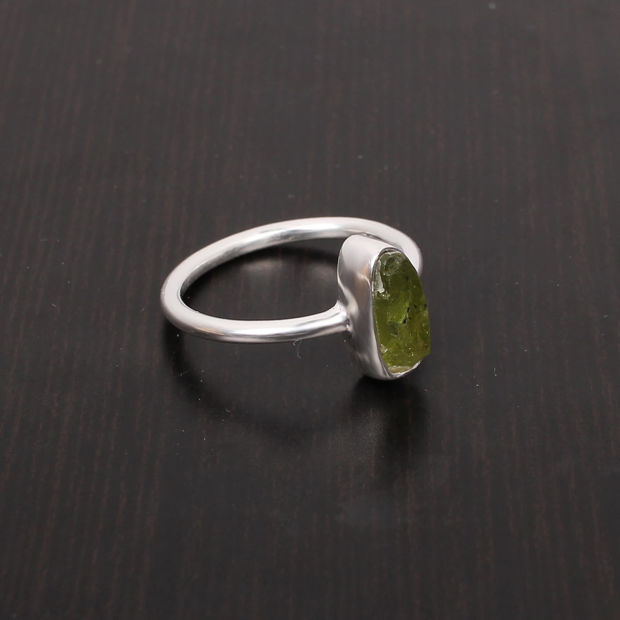 Natural Green Tourmaline 11x5mm Fancy Shape 925 Sterling Silver Ring
