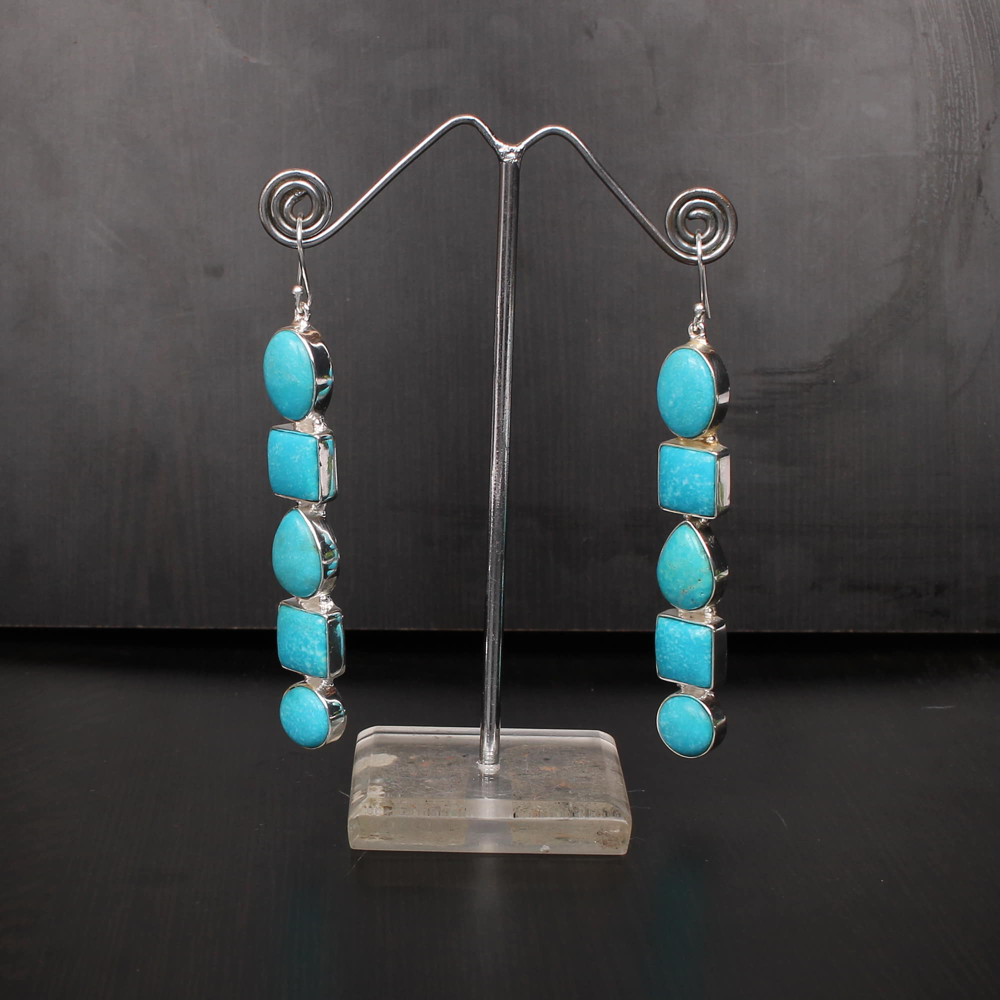 Natural Turquoise Hanging Earrings