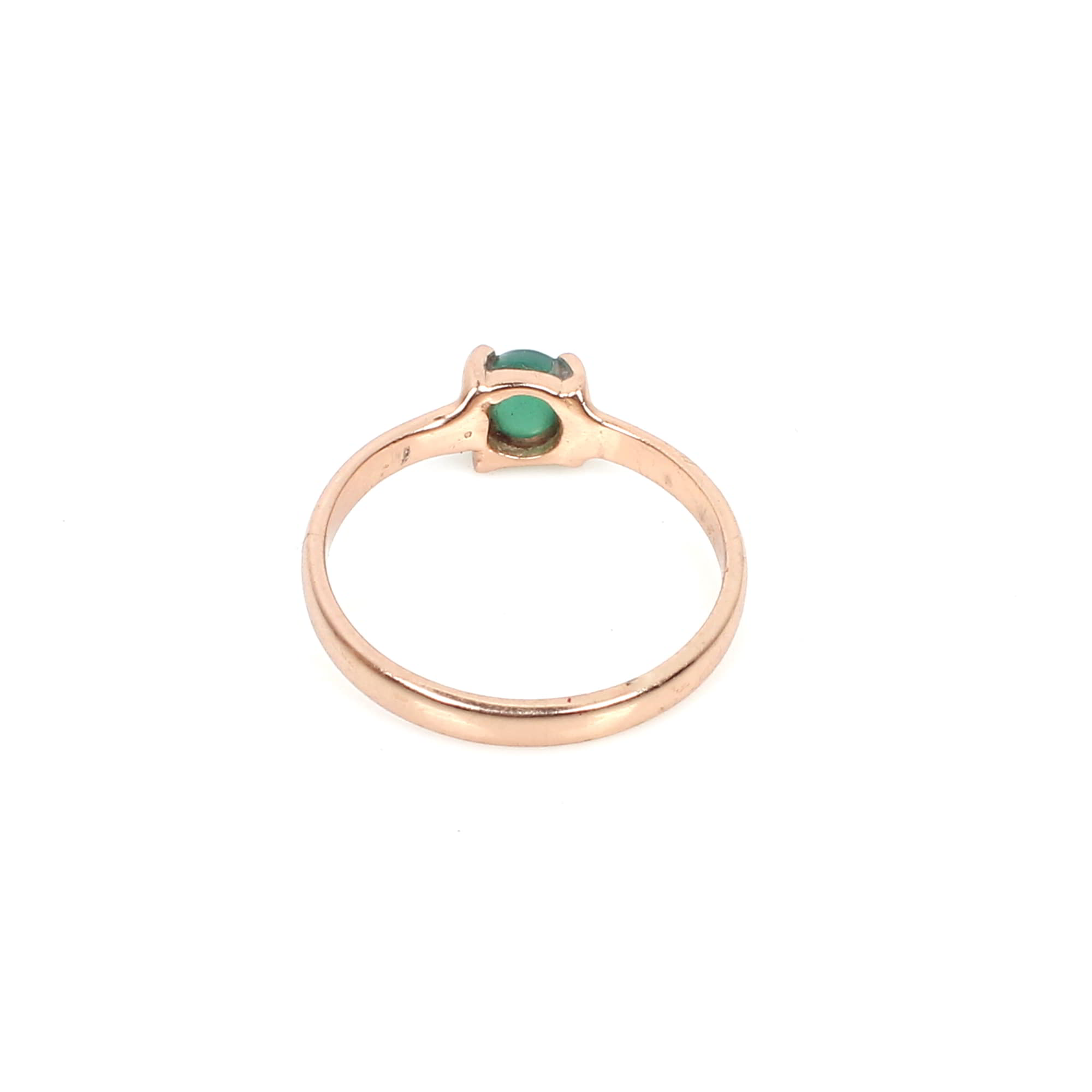 Green Onyx 4mm Round Rose Cut 925 Sterling Silver Ring