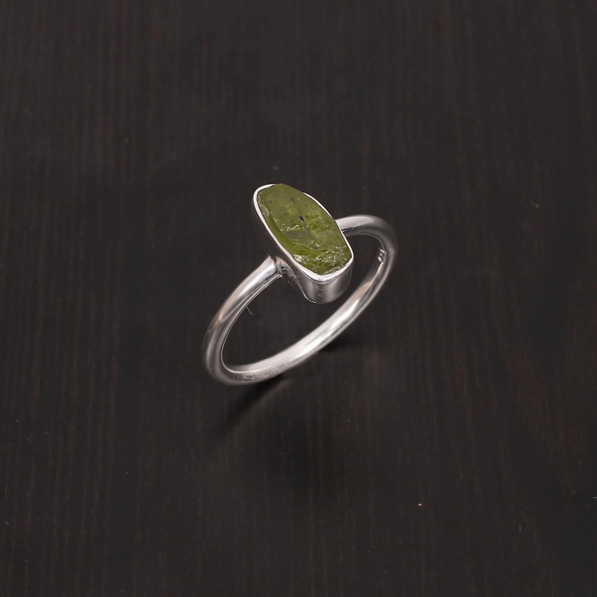 Natural Green Tourmaline 11x5mm Fancy Shape 925 Sterling Silver Ring