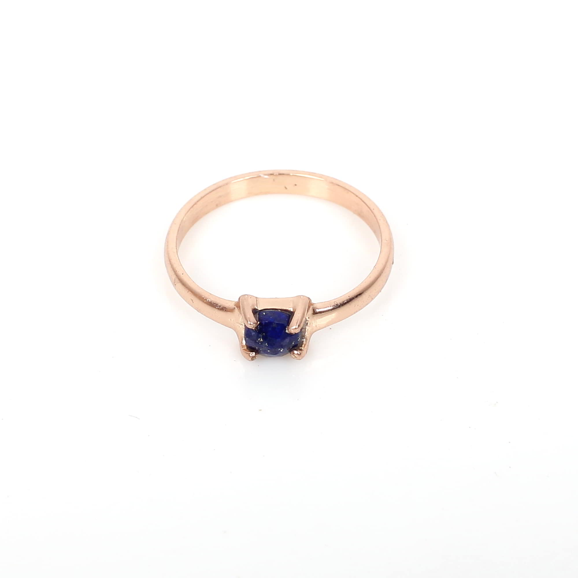 Lapis Lazuli 3mm Round Rose Cut 925 Sterling Silver Ring