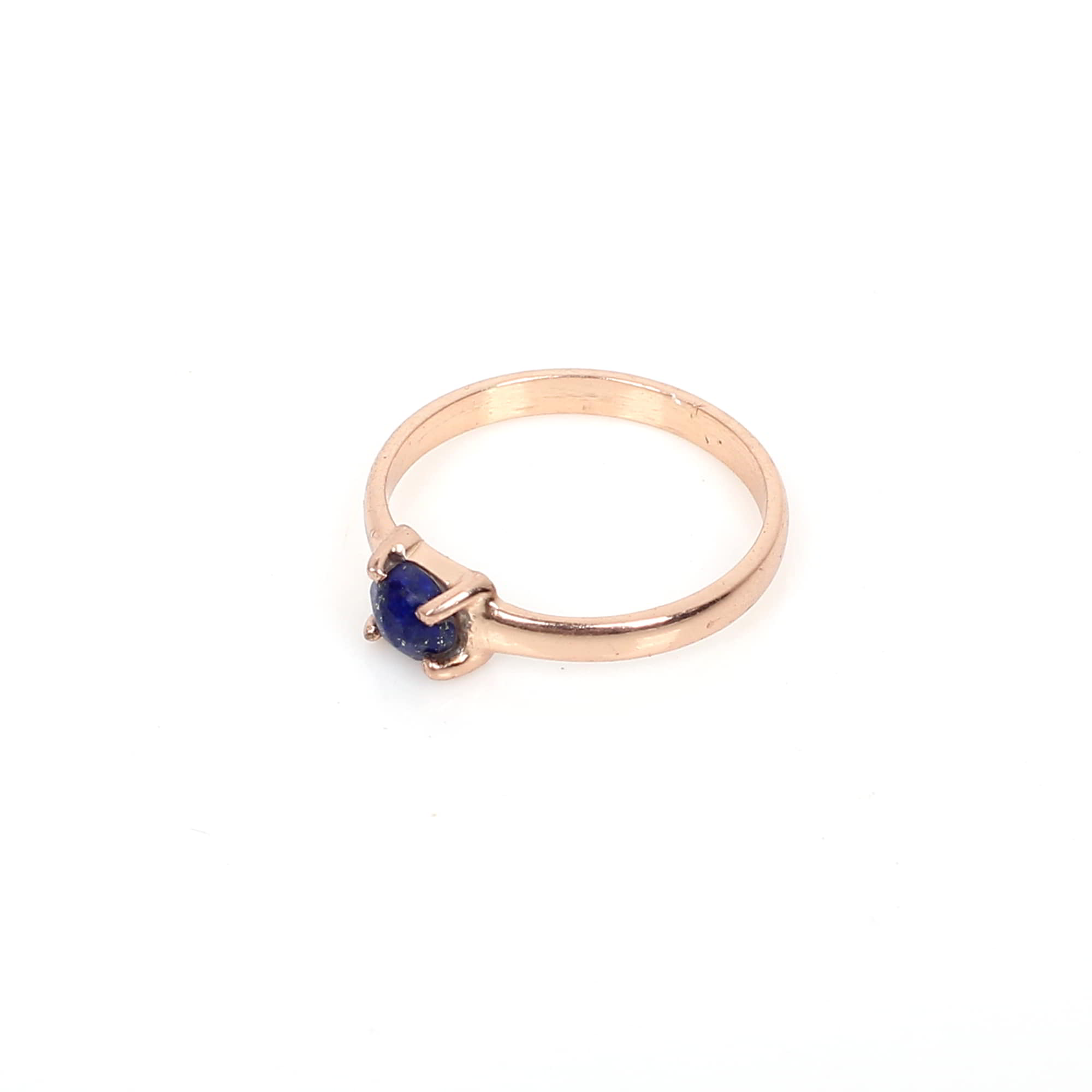 Lapis Lazuli 3mm Round Rose Cut 925 Sterling Silver Ring