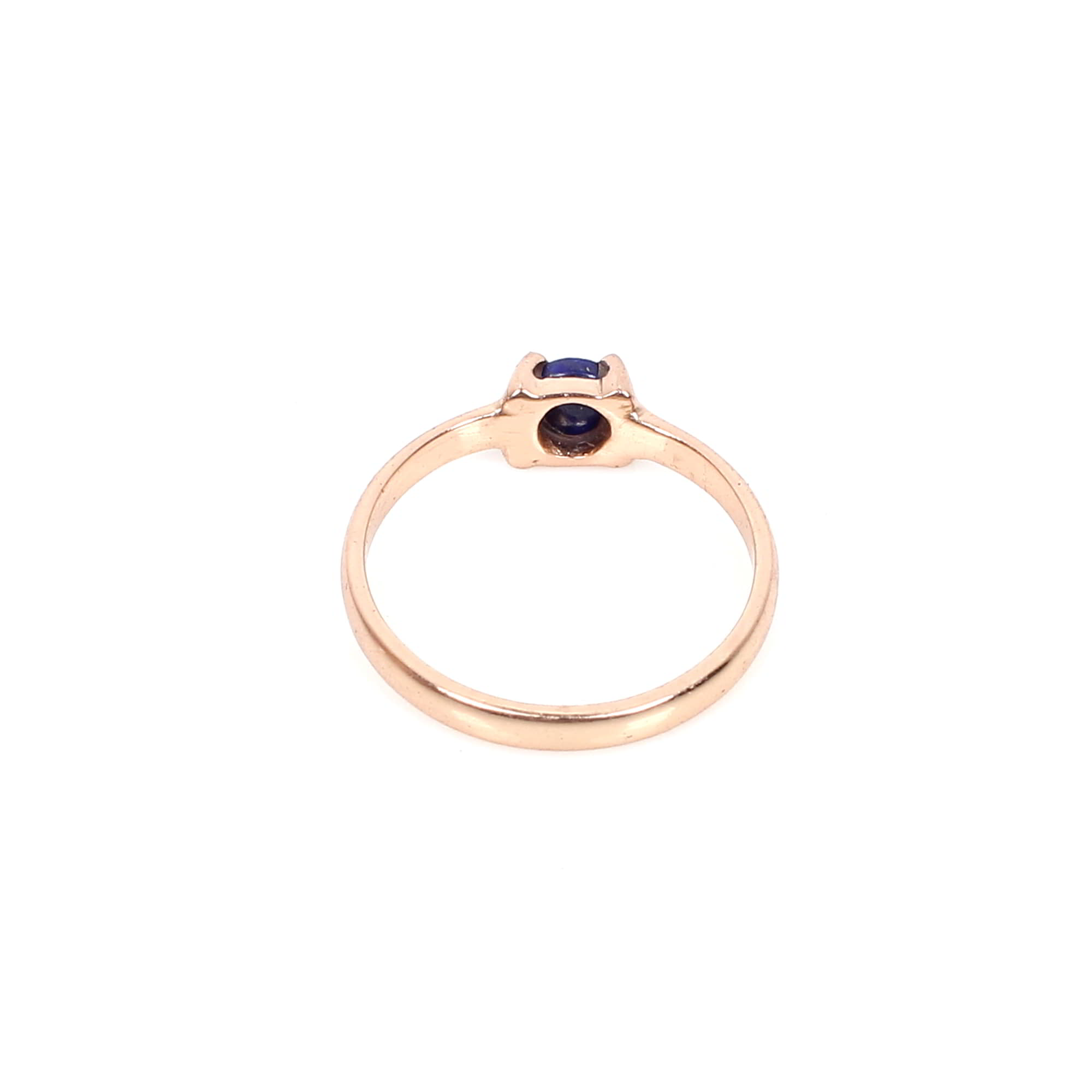 Lapis Lazuli 3mm Round Rose Cut 925 Sterling Silver Ring