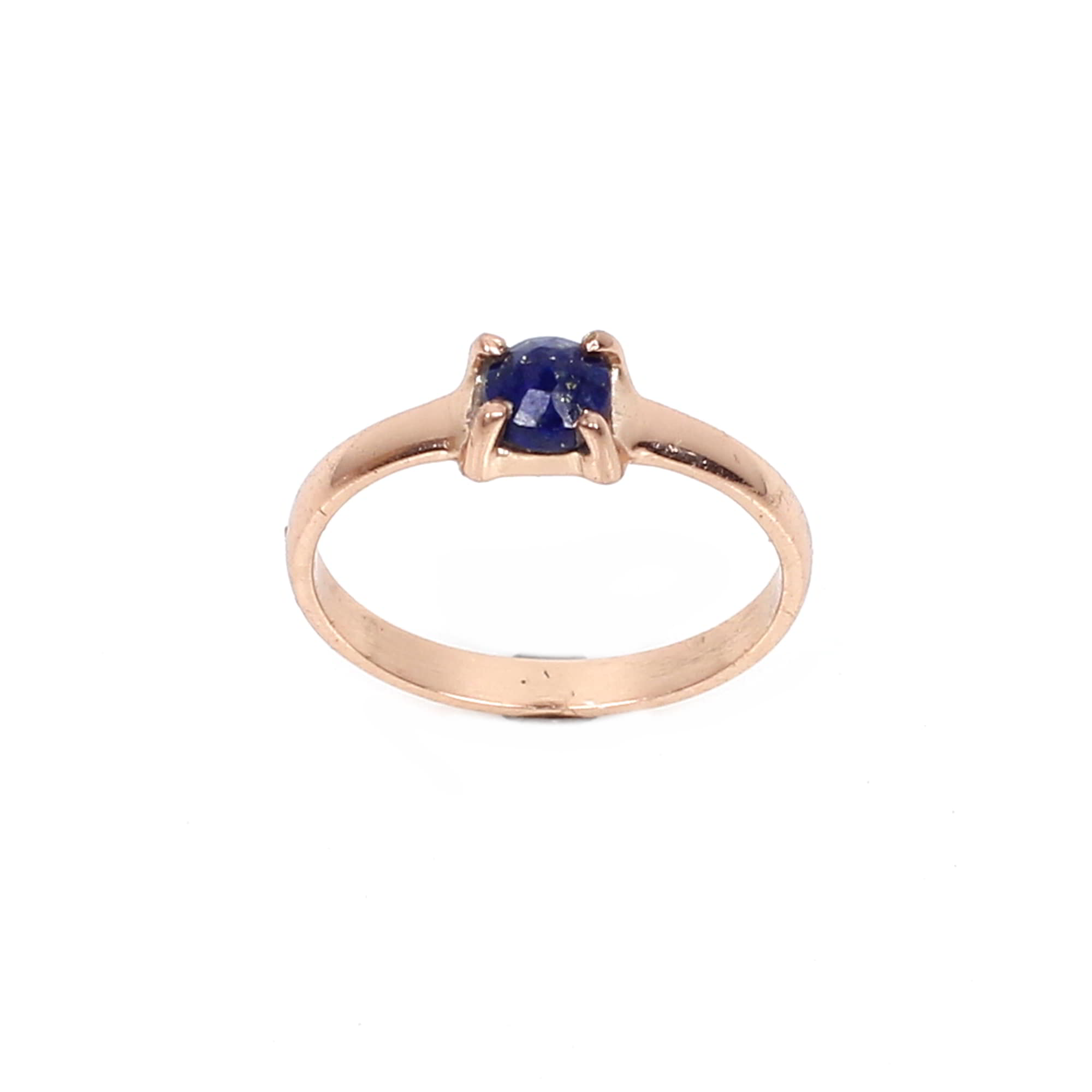 Lapis Lazuli 3mm Round Rose Cut 925 Sterling Silver Ring