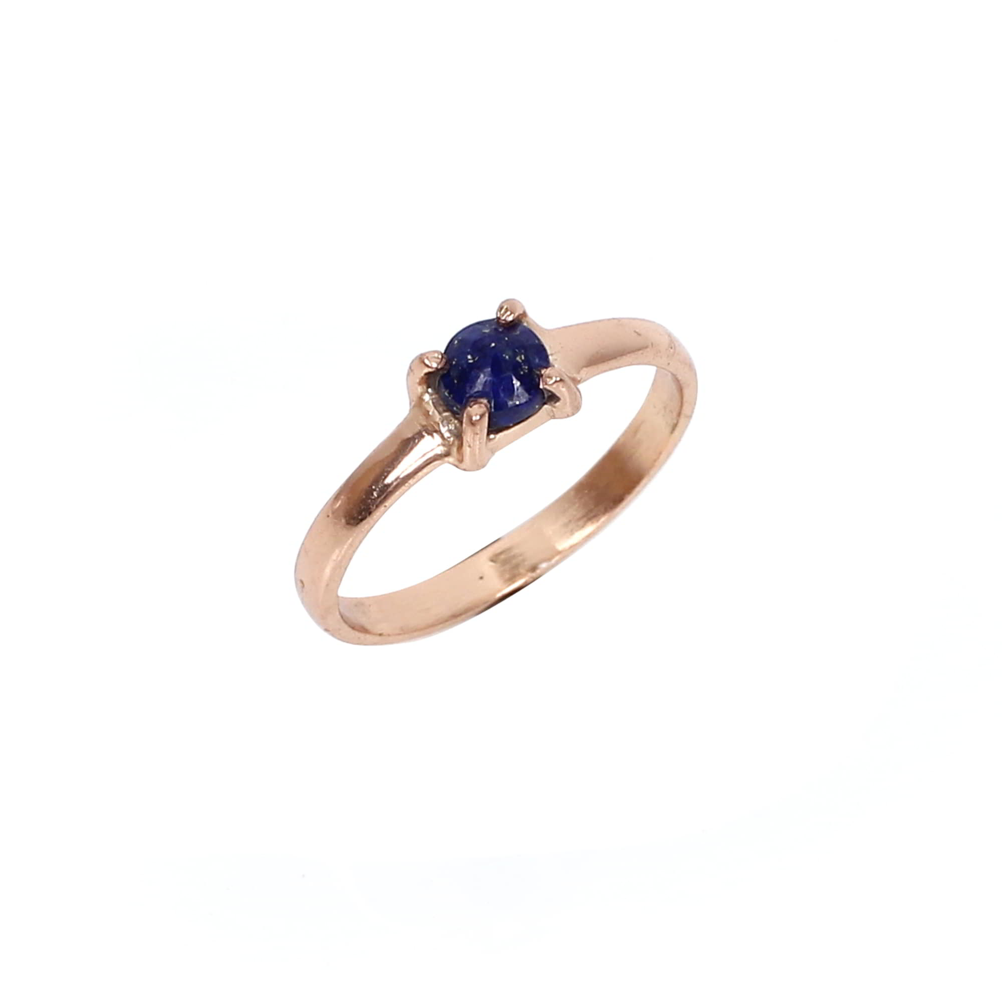 Lapis Lazuli 3mm Round Rose Cut 925 Sterling Silver Ring