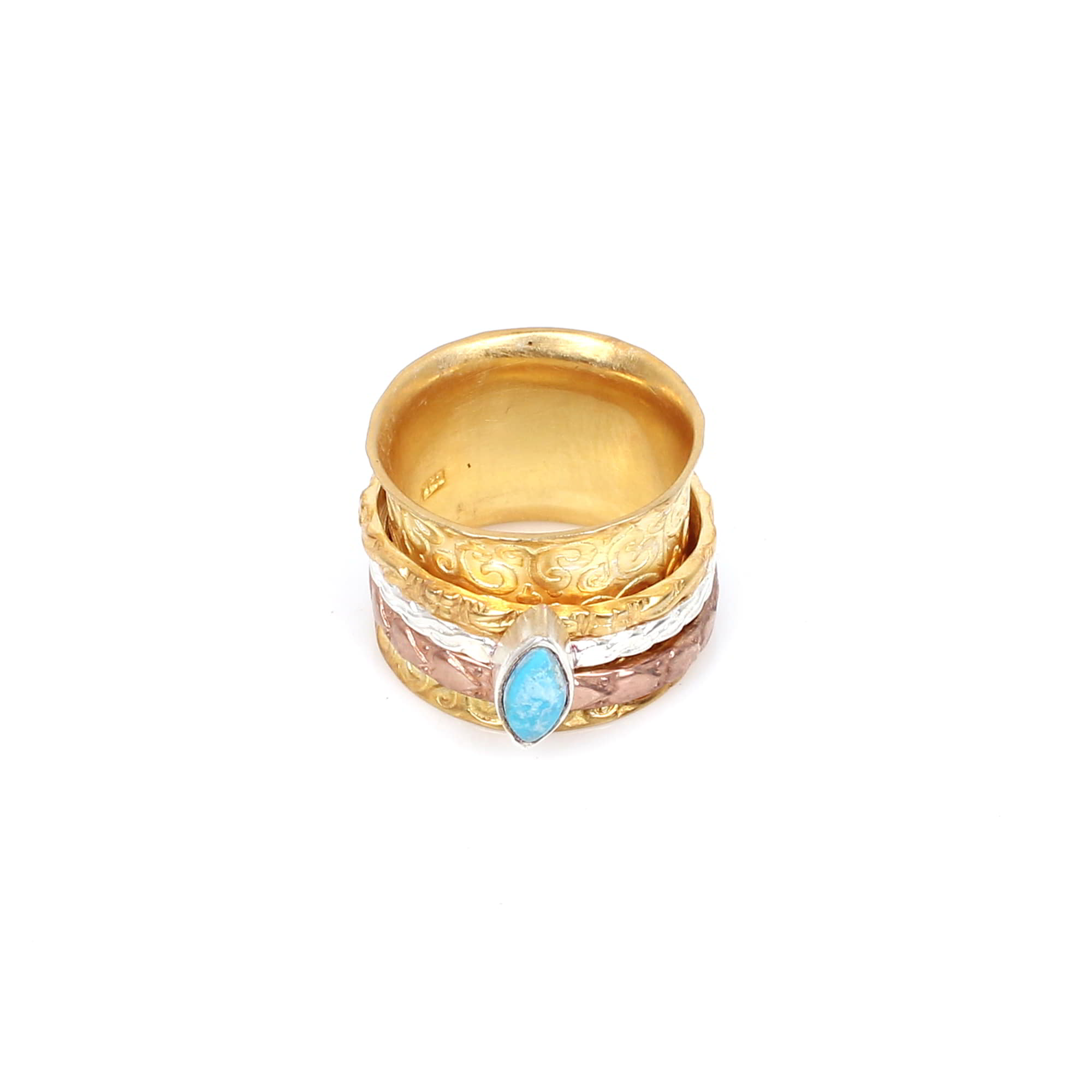 Turquoise 8x4mm Marquise Spinner Ring Wide 925 Sterling Silver Ring Beautiful Band Ring