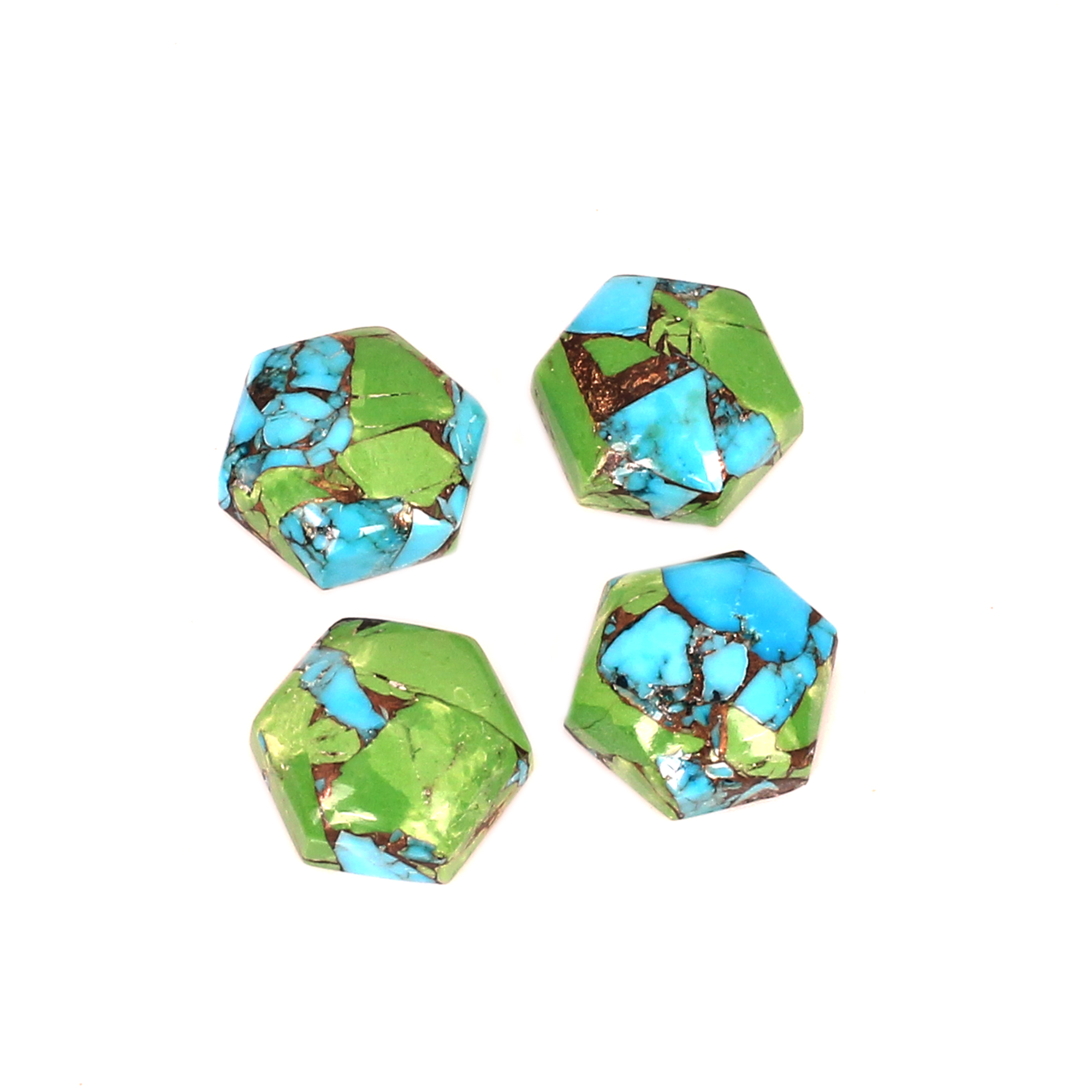 Mohave Copper Oyster Turquoise 10x10mm Hexagon Shape Flat Back 1700ctsStone Lot