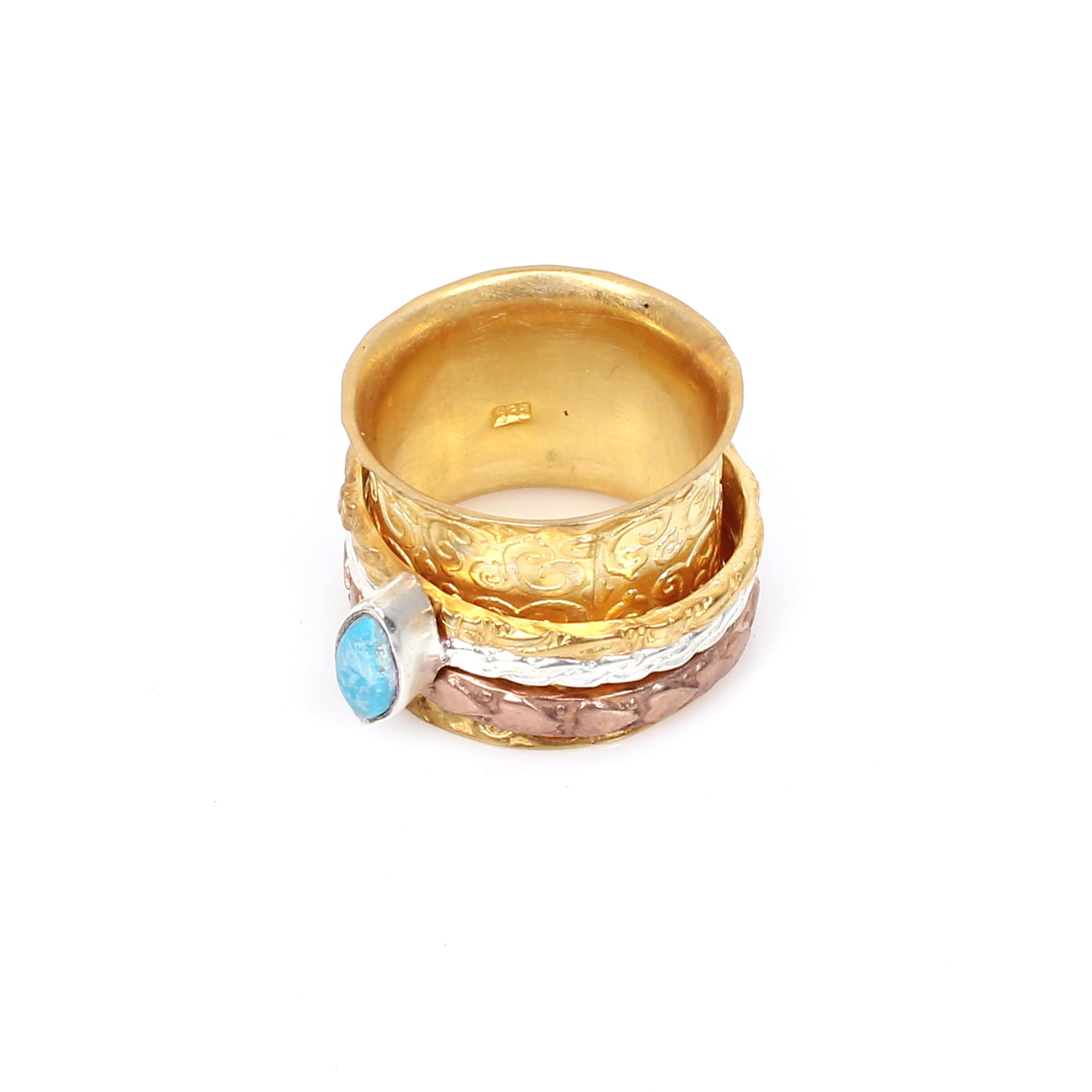 Turquoise 8x4mm Marquise Spinner Ring Wide 925 Sterling Silver Ring Beautiful Band Ring
