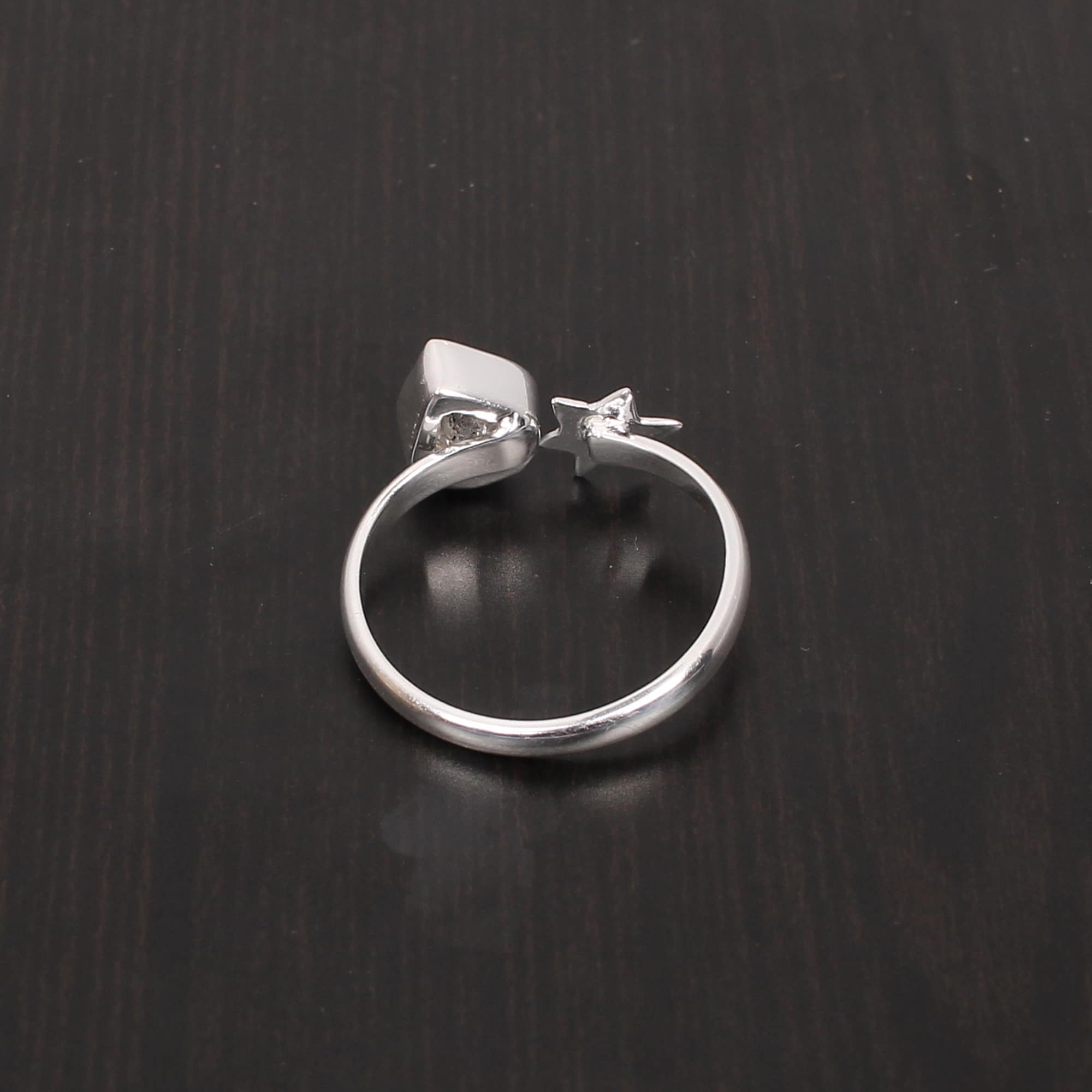 Natural Herkimer Diamond Fancy Rough 8x7mm 925 Sterling Silver Ring