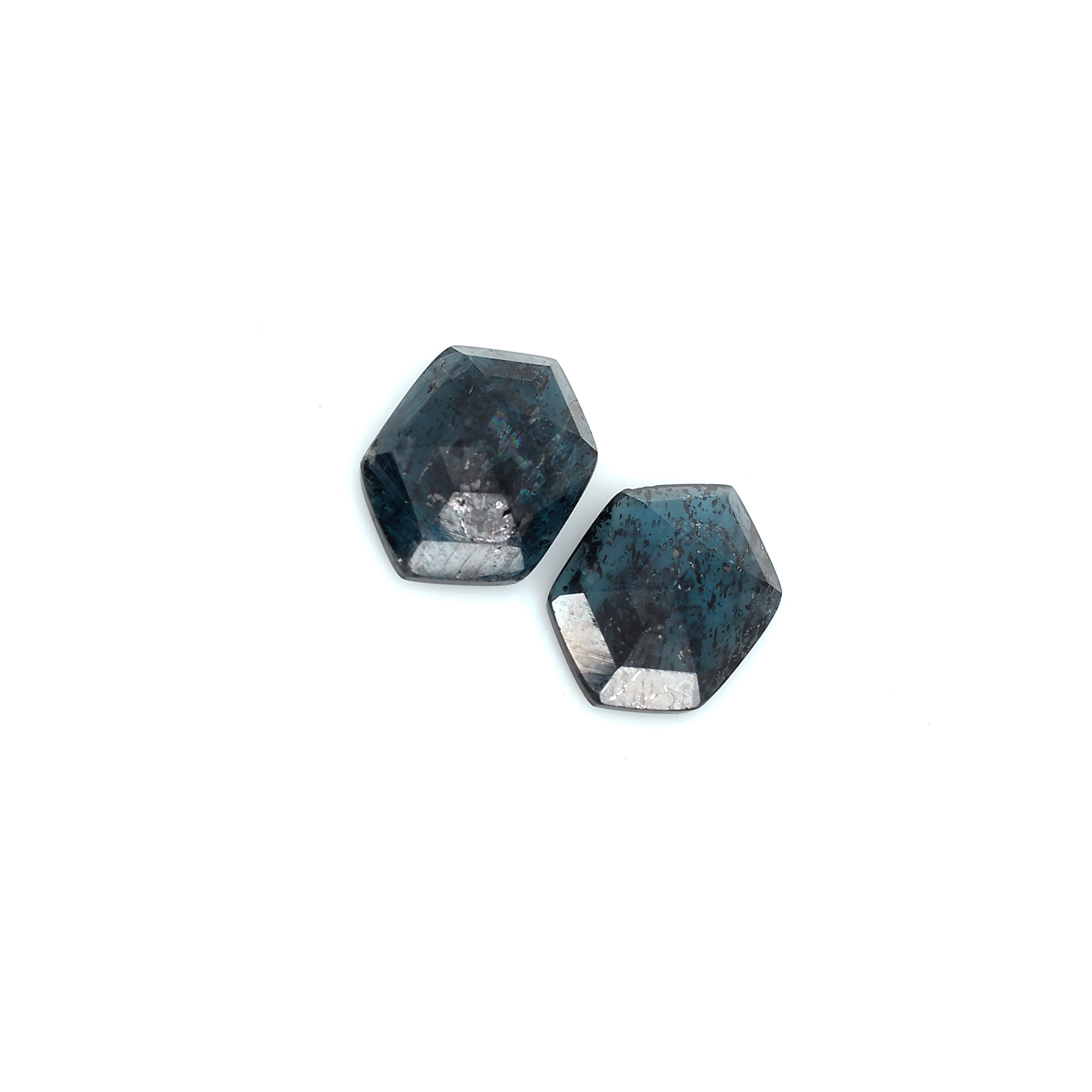 2Pcs Natural Moss Kyanite 15x10mm Hexagon Cut 11Cts
