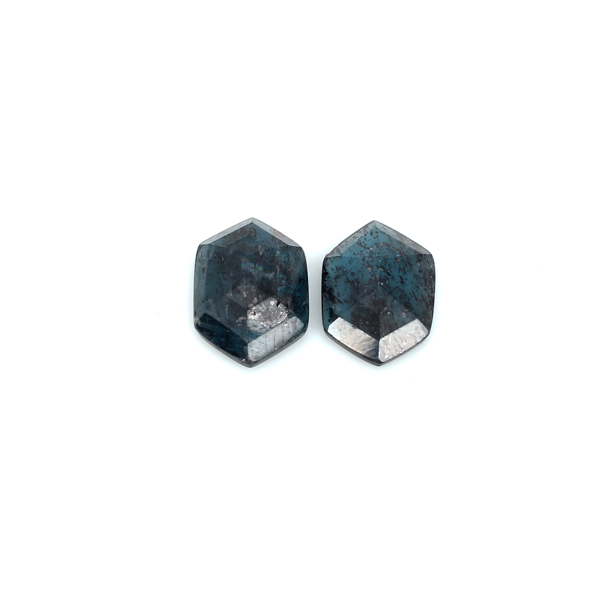2Pcs Natural Moss Kyanite 15x10mm Hexagon Cut 11Cts