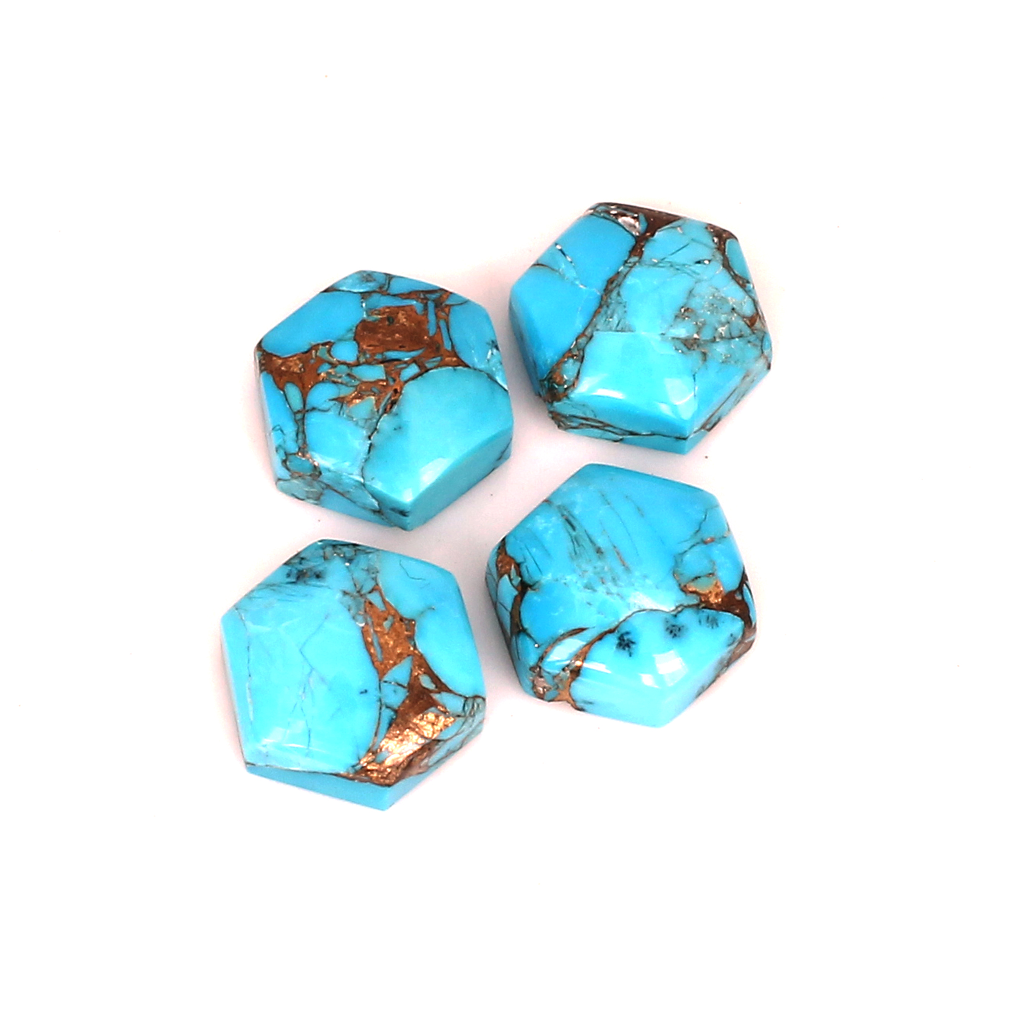 Mohave Copper Blue Turquoise 10x10mm Hexagon Shape Flat Back 1700ctsStone Lot