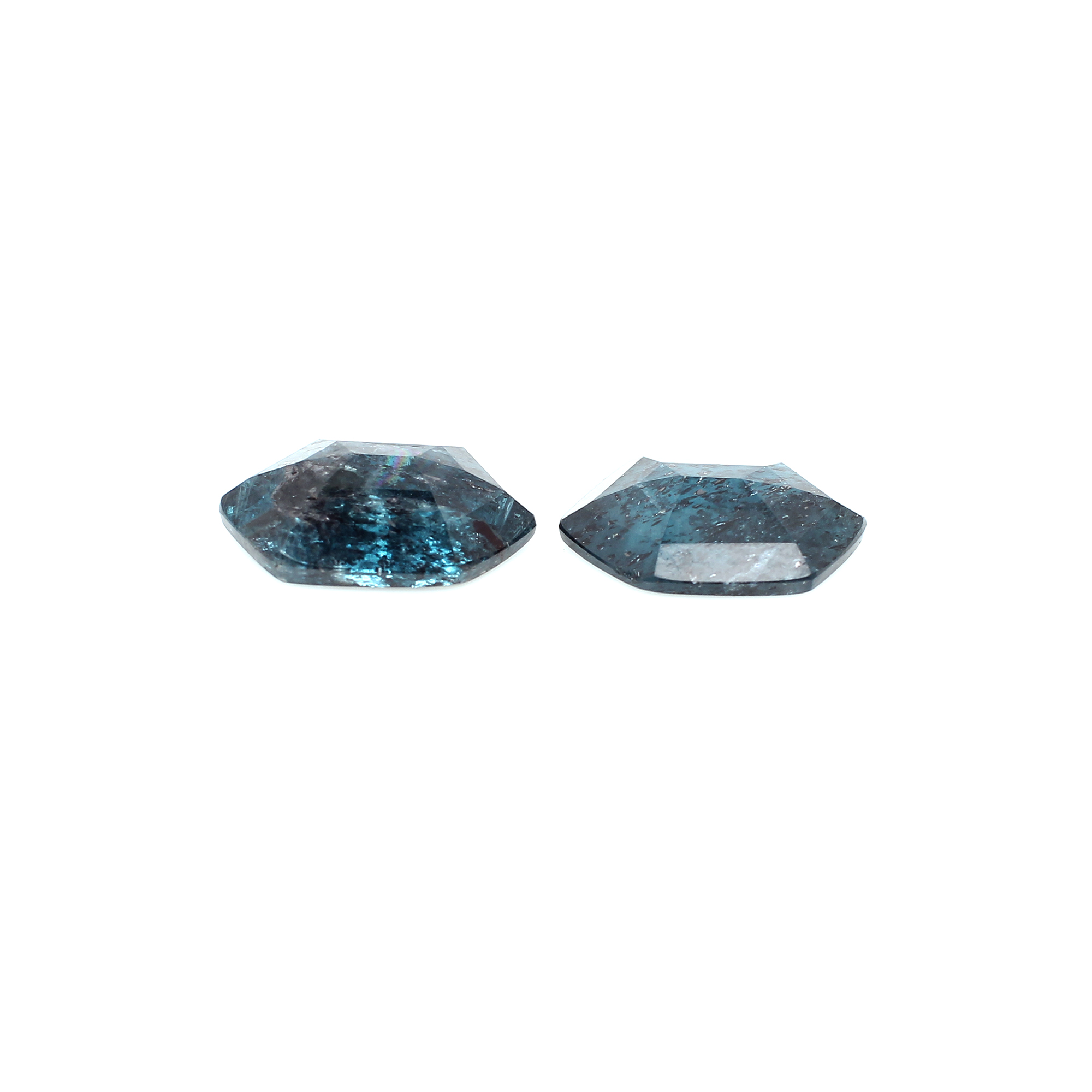 2Pcs Natural Moss Kyanite 15x10mm Hexagon Cut 11Cts