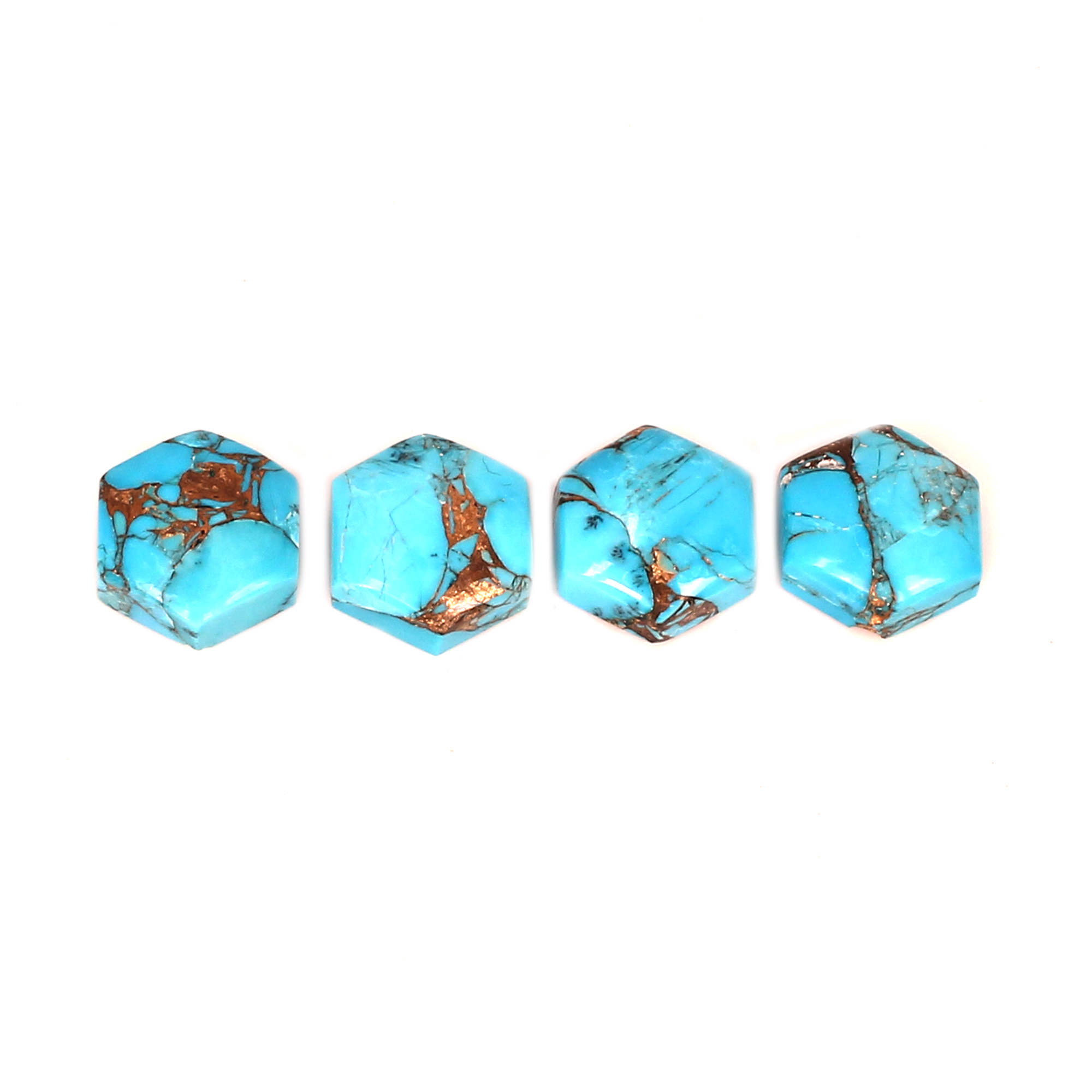 Mohave Copper Blue Turquoise 10x10mm Hexagon Shape Flat Back 1700ctsStone Lot