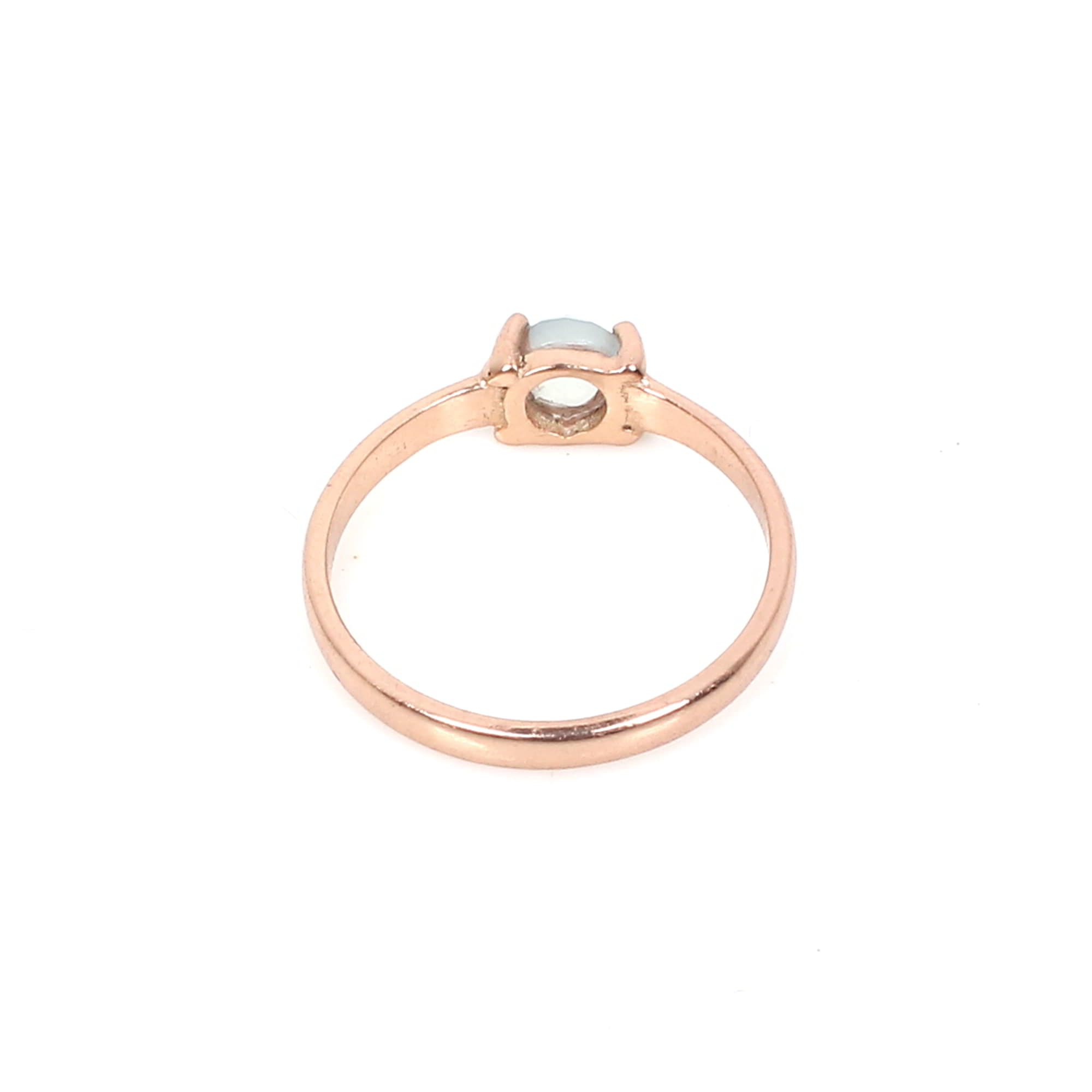 Aqua Chalcedony 4mm Round Rose Cut 925 Sterling Silver Ring