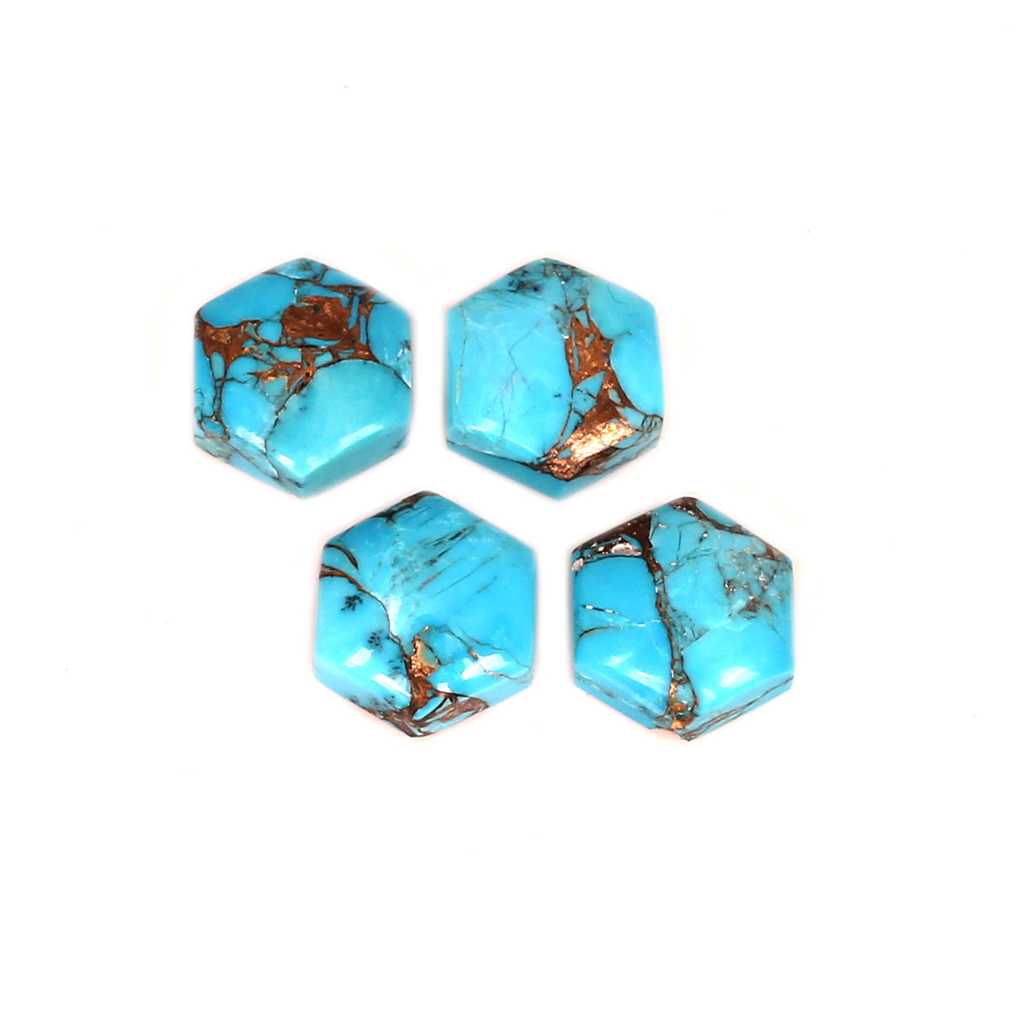 Mohave Copper Blue Turquoise 10x10mm Hexagon Shape Flat Back 1700ctsStone Lot