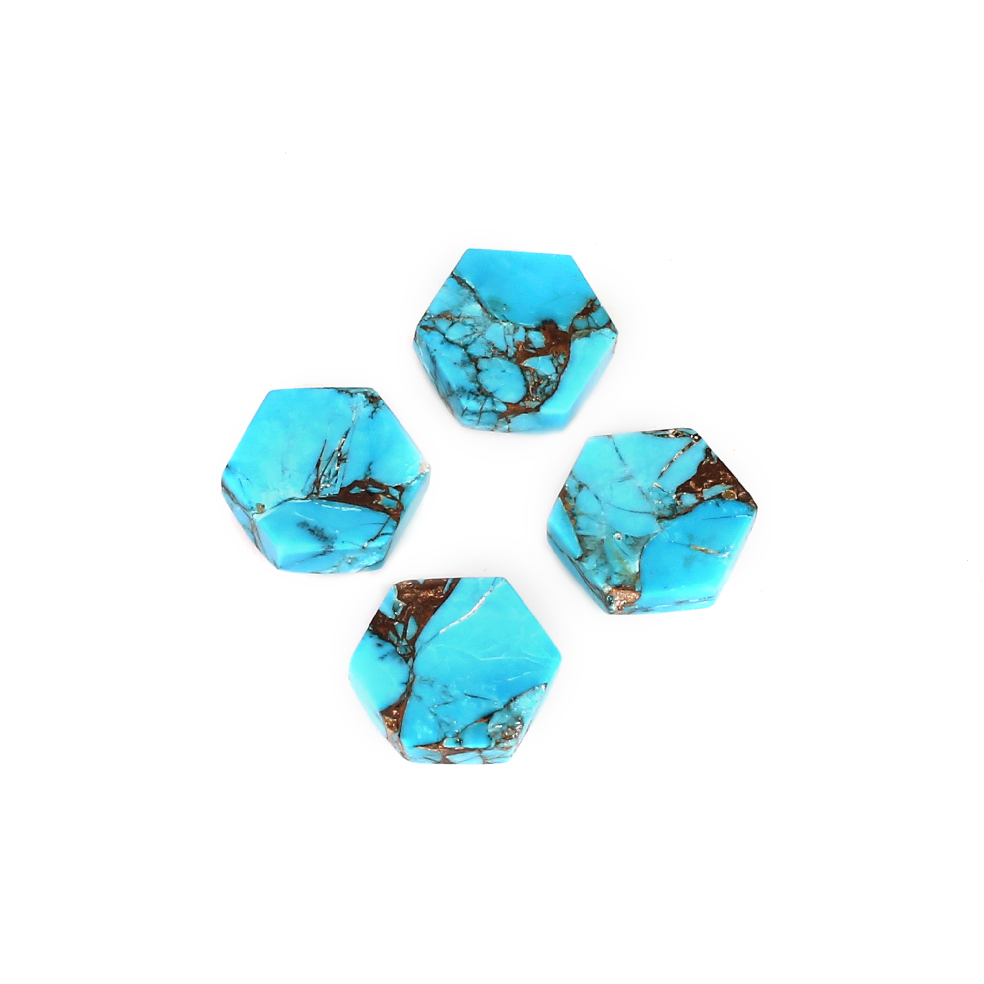 Mohave Copper Blue Turquoise 10x10mm Hexagon Shape Flat Back 1700ctsStone Lot