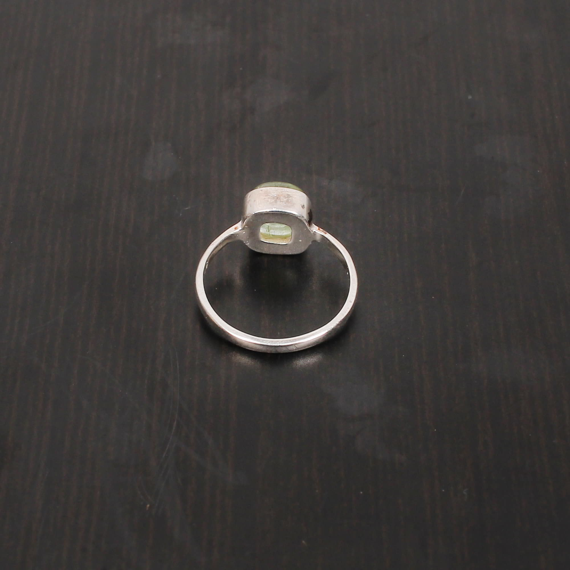Natural Green Tourmaline 7x7mm Cushion Cab 925 Sterling Silver Ring