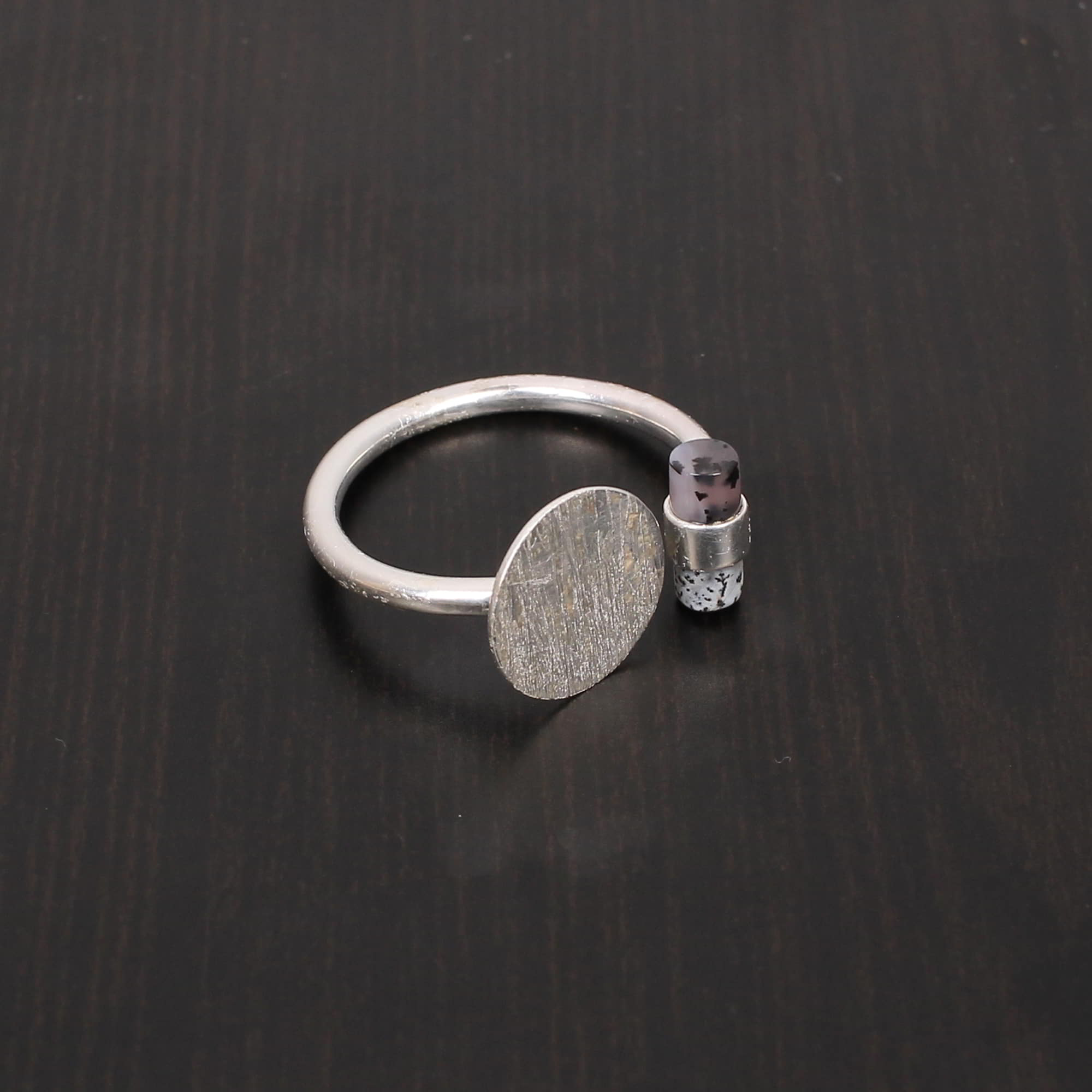 Dendritic Opal 8x4mm Cylinder Shape 2758gram 925 Sterling Silver Ring