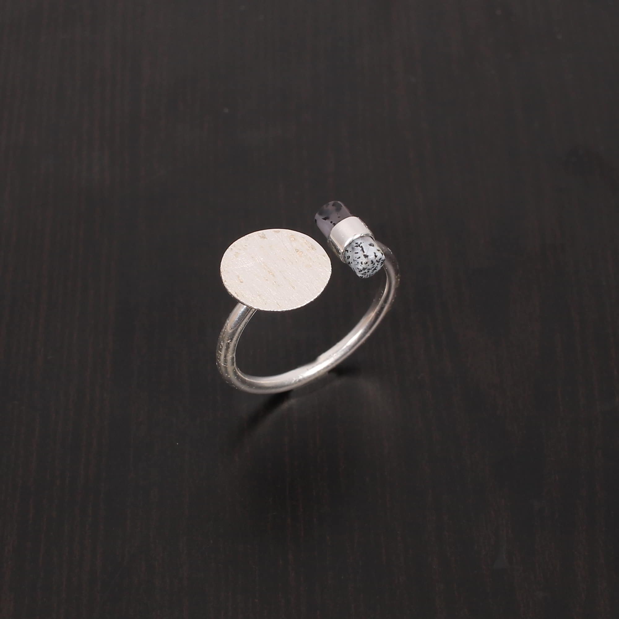Dendritic Opal 8x4mm Cylinder Shape 2758gram 925 Sterling Silver Ring