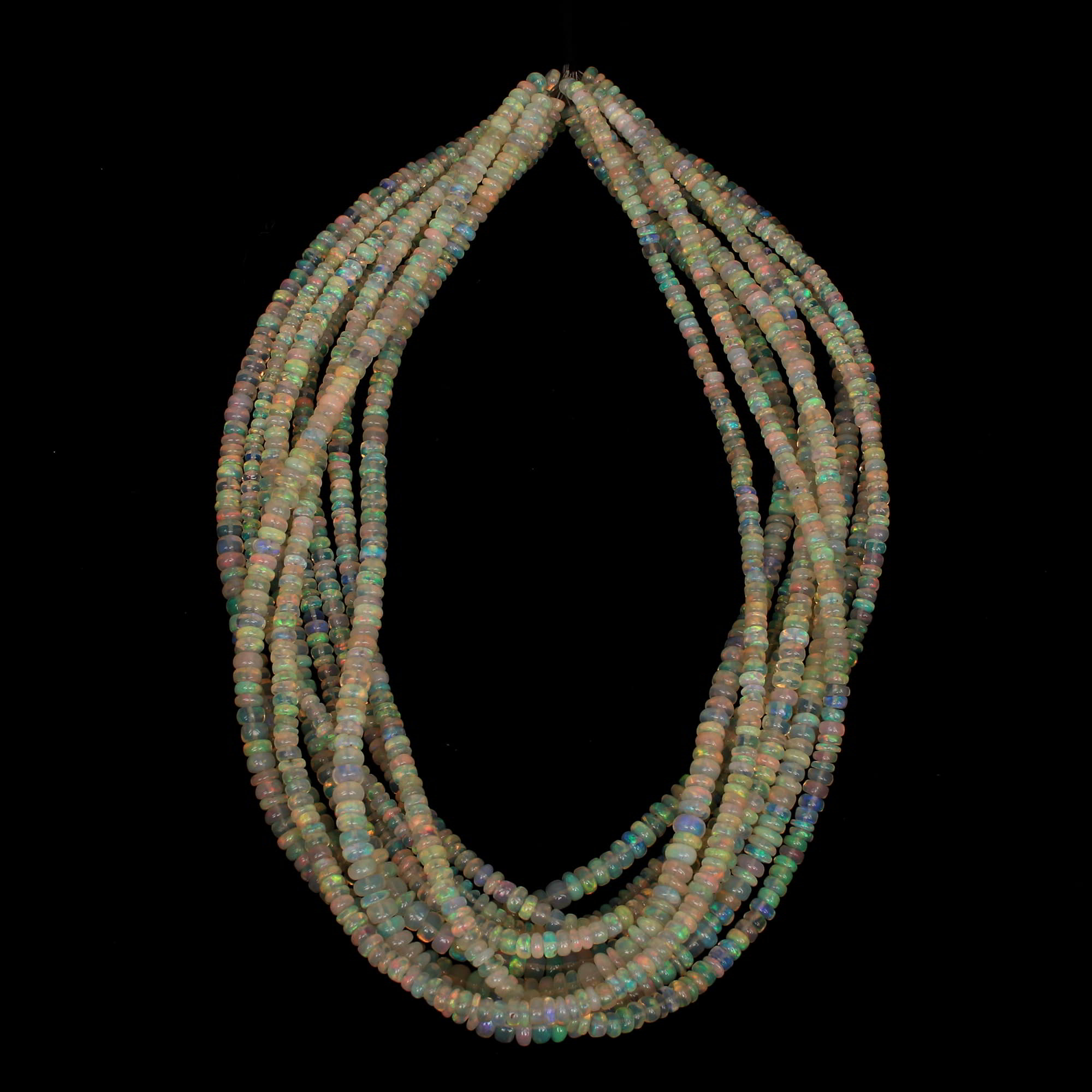 Natural Ethopian Opal 4-6mm Round Cabochan Beads Stand 200cts Loose Gemstone For Making Jewelry