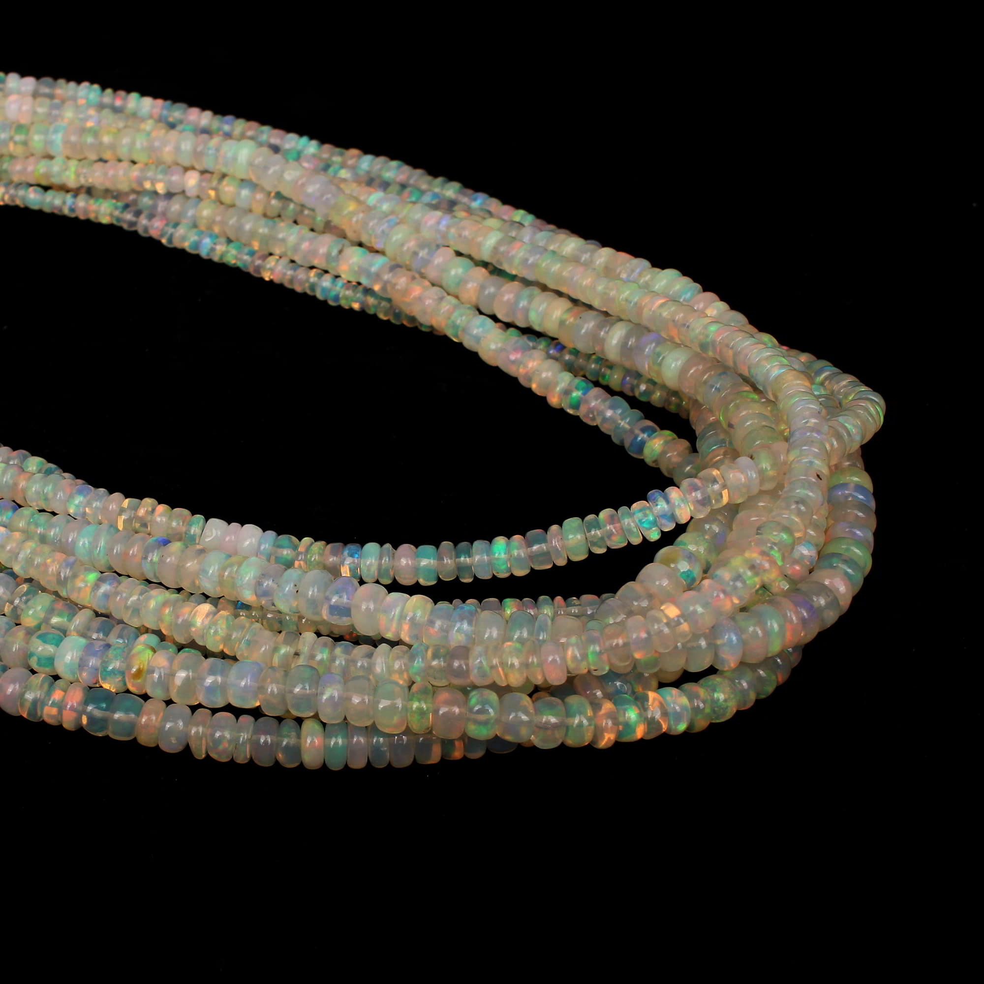 Natural Ethopian Opal 4-6mm Round Cabochan Beads Stand 200cts Loose Gemstone For Making Jewelry