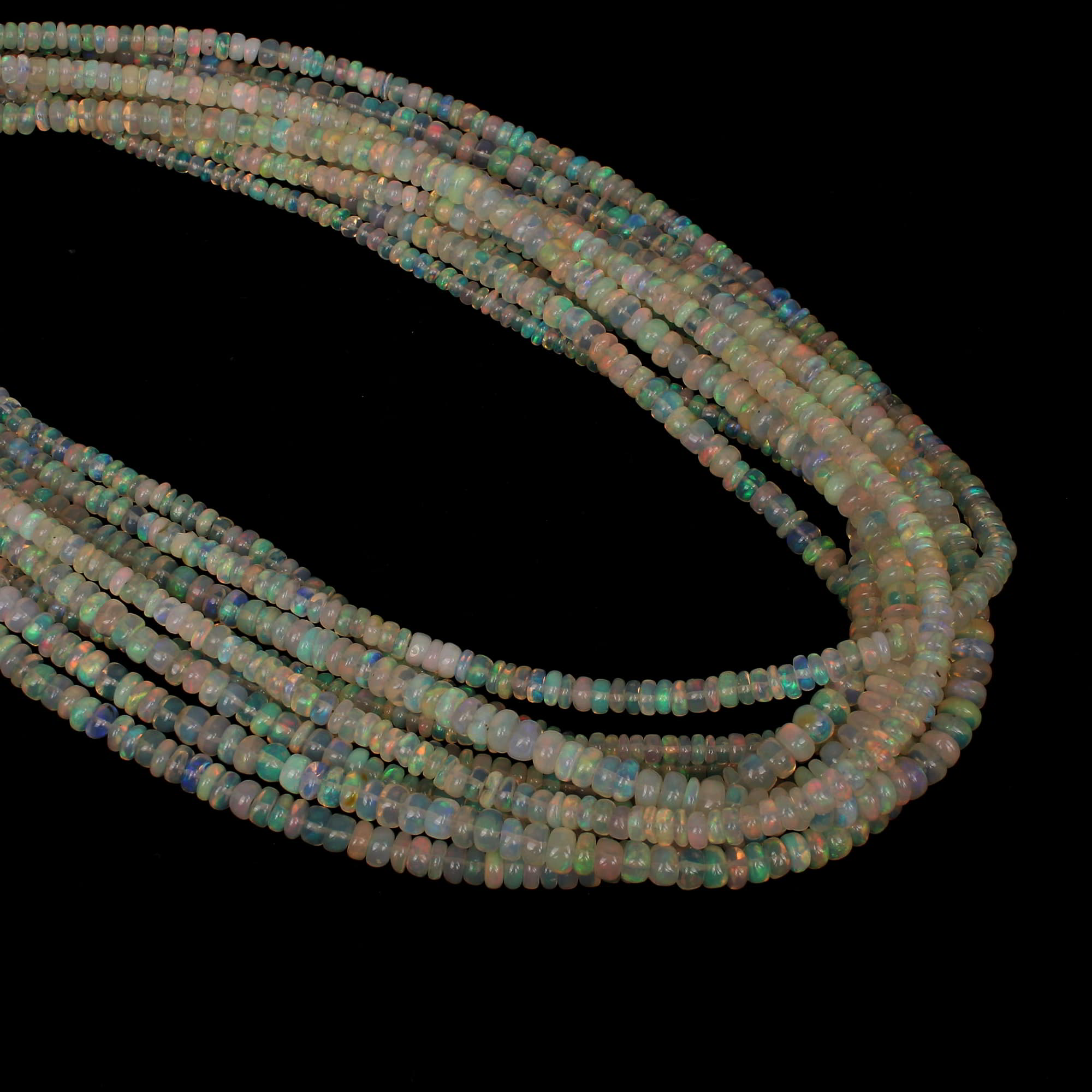 Natural Ethopian Opal 4-6mm Round Cabochan Beads Stand 200cts Loose Gemstone For Making Jewelry