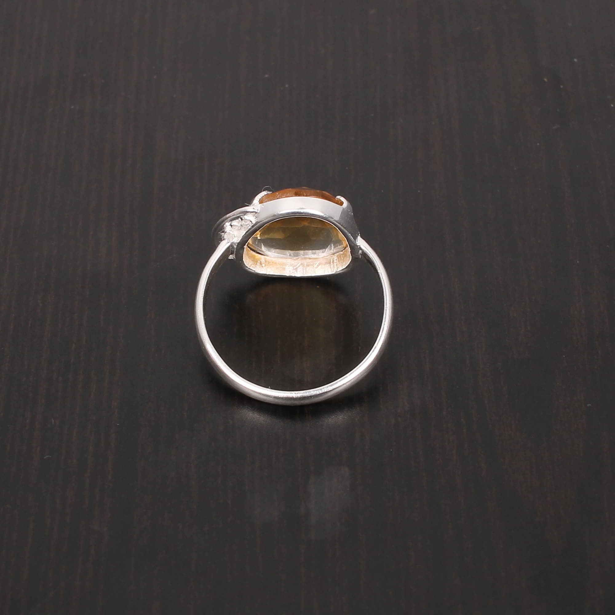 Natural Citrine and Cubic Zircon 15x11mm1mm Fancy Rose Cut Round Cut 925 Sterling Silver Ring