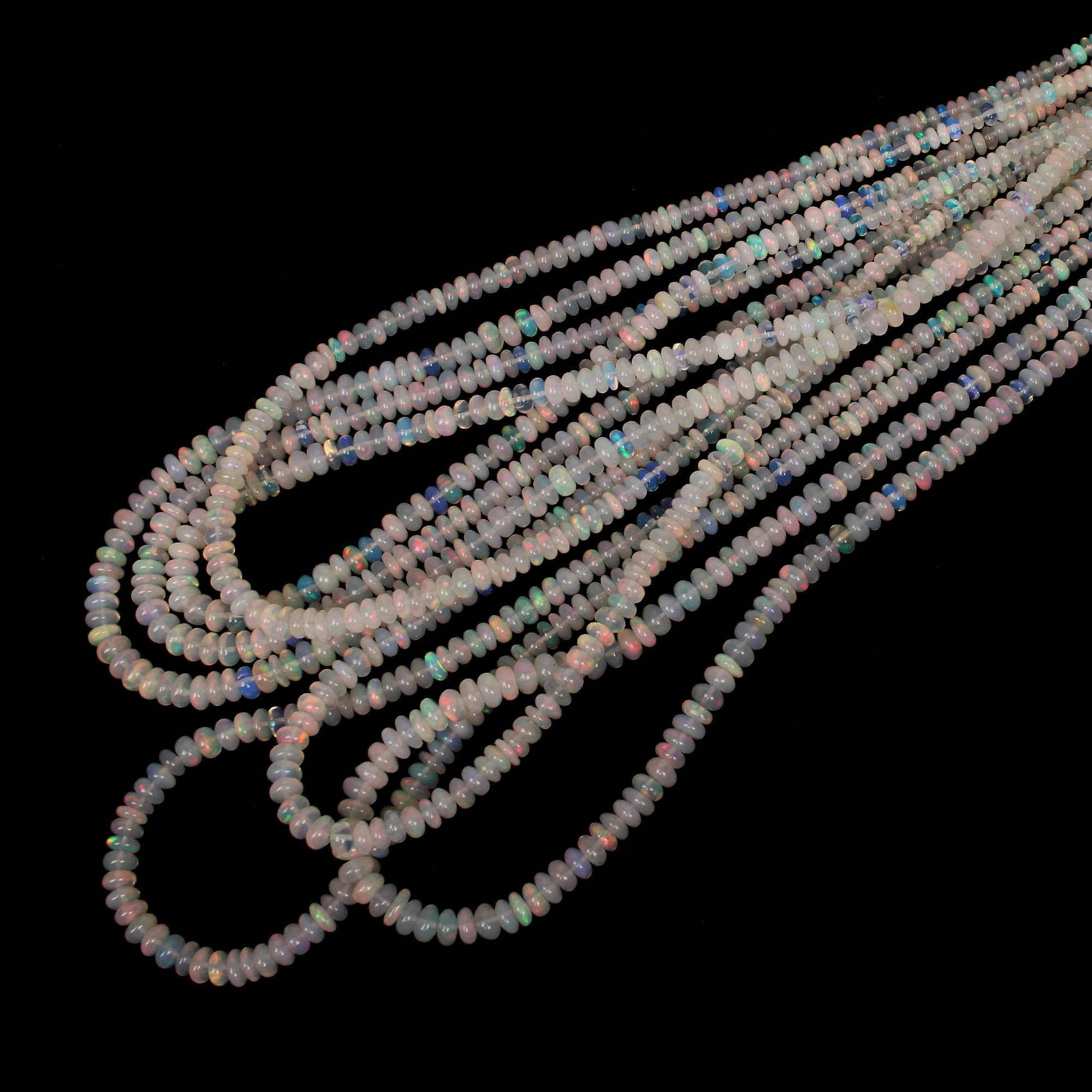 Natural Ethopian Opal 4-6mm Round Cabochan Beads Stand 200cts Loose Gemstone For Making Jewelry