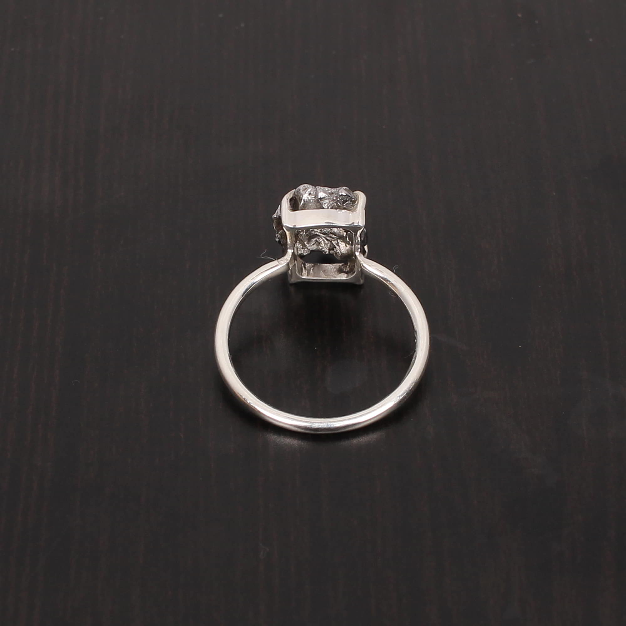 Meteorite 10x8mm Rough 925 Sterling Silver Ring