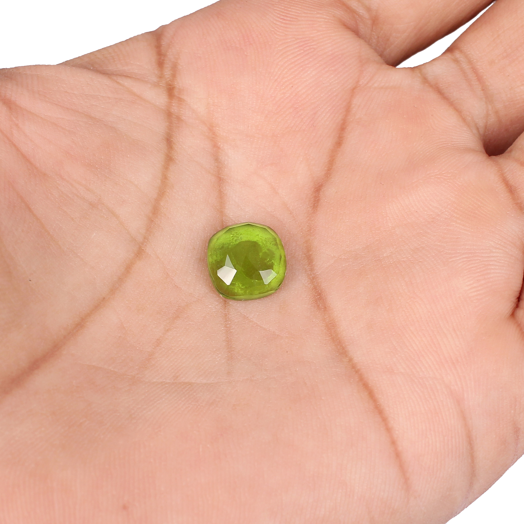 Peridot Hydro Rose Cut Loose Gemstone 37 Ct 10x10 mm for Jewelry Making