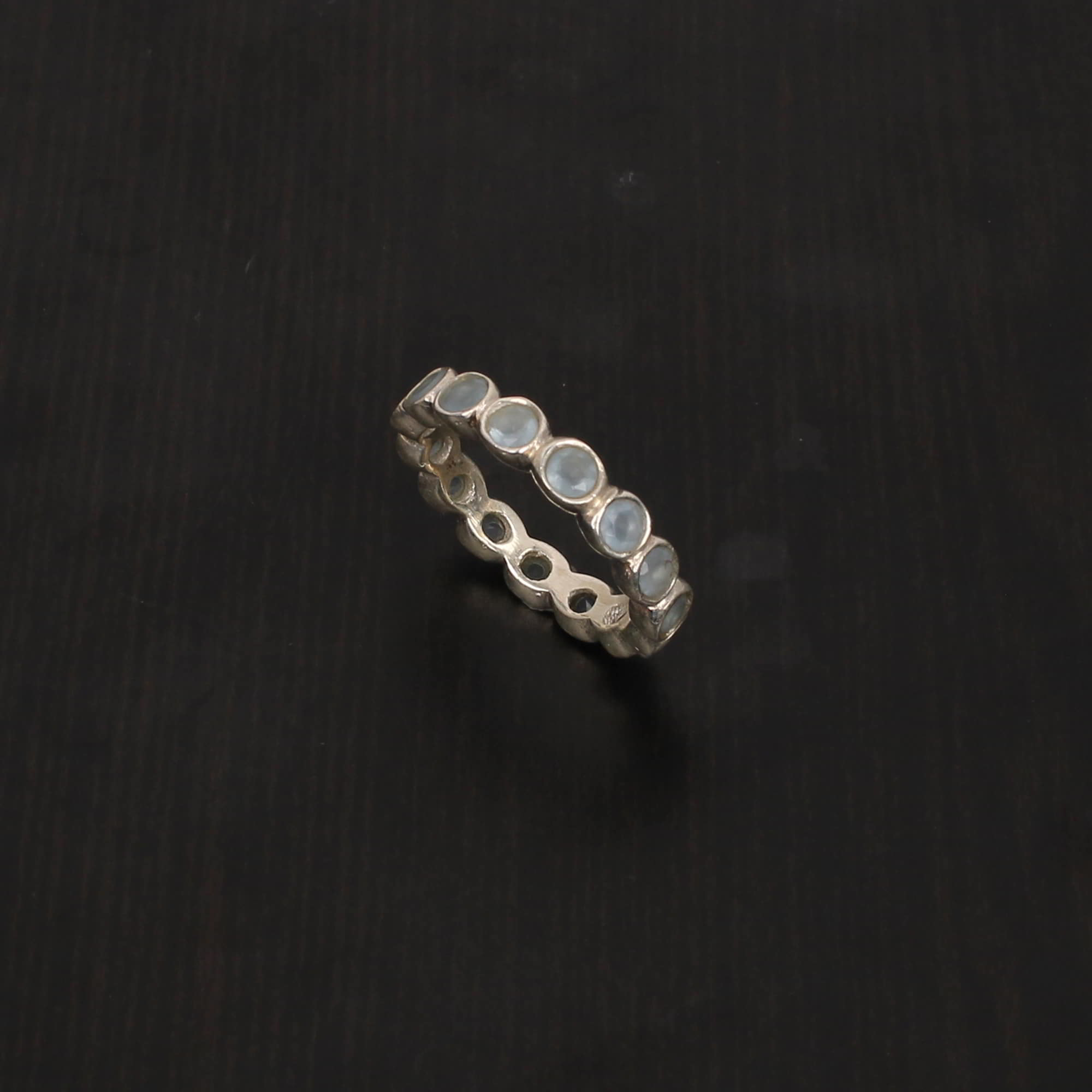 Aqua Chalcedony 925 Sterling Silver Eternity Ring