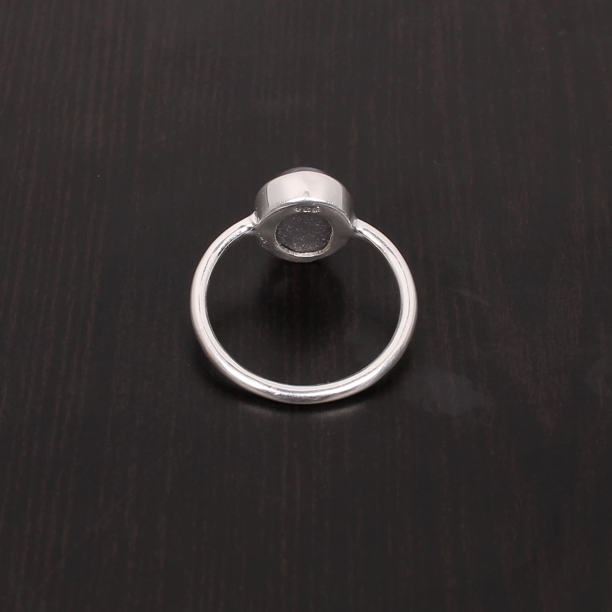 Gray Cats Eye Oval Cab Stackable 925 Sterling Silver Ring