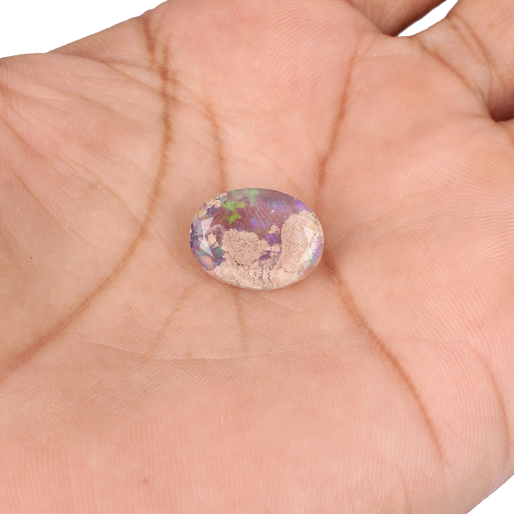 Natural Labradorite Crystal Rose Cut Doublet Gemstone 16x12 mm 950 Carat for Jewelry Making