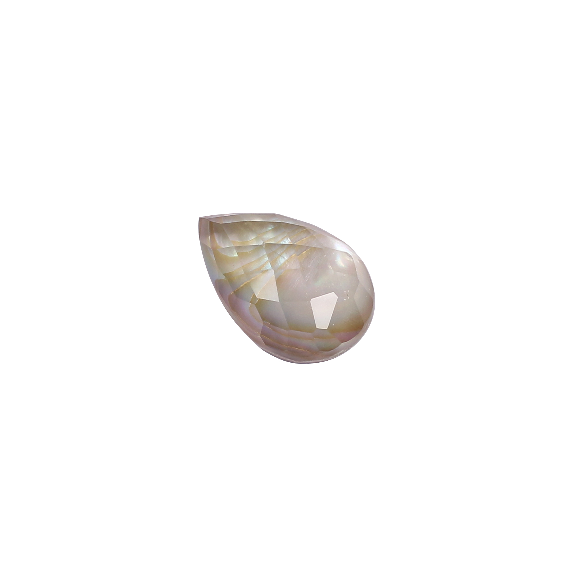 Mother of Pearl and Crystal Quartz 20x13mm Checkerboard Cut Pear 1470 cts Loose Gemstone for Jewelry Making