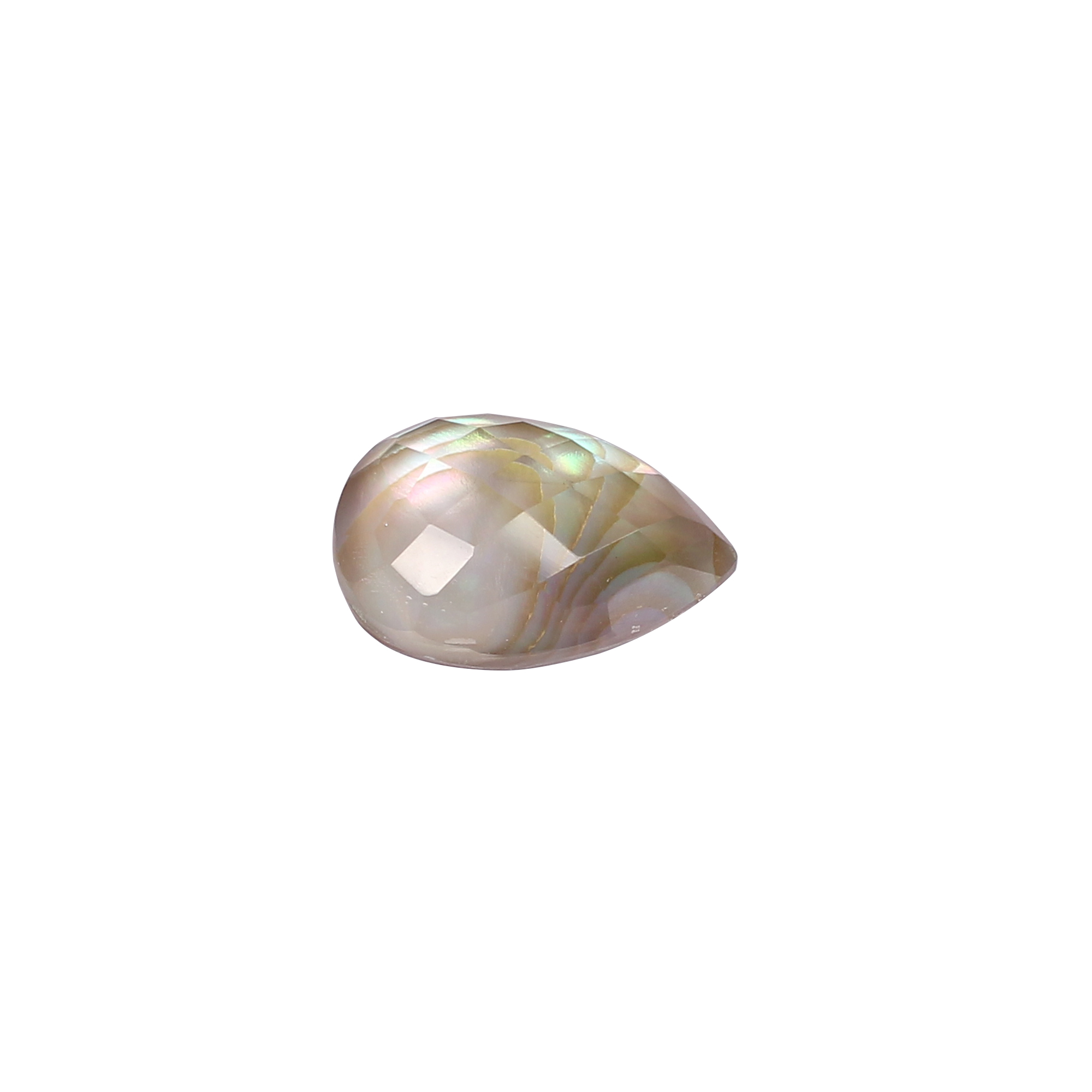Mother of Pearl and Crystal Quartz 20x13mm Checkerboard Cut Pear 1470 cts Loose Gemstone for Jewelry Making