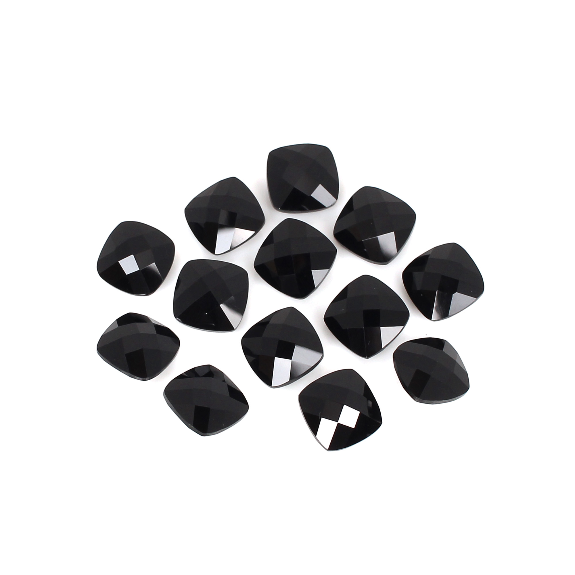 5Pcs Natural Black Onyx 7x7mm Cushion Briolette Cut 625cts Loose Gemstone