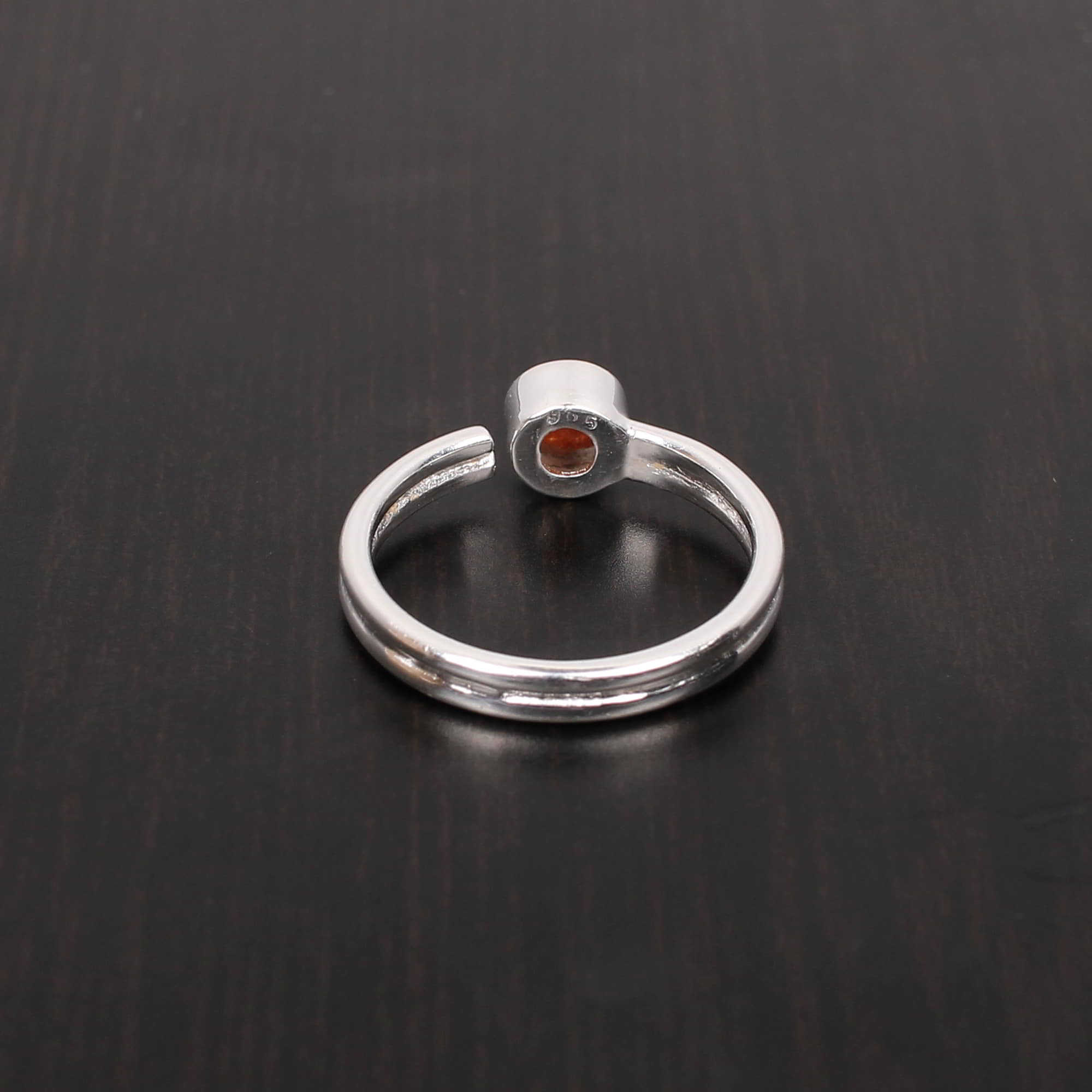 Natural Sunstone 5mm Round Cab Stackable 925 Sterling Silver Ring
