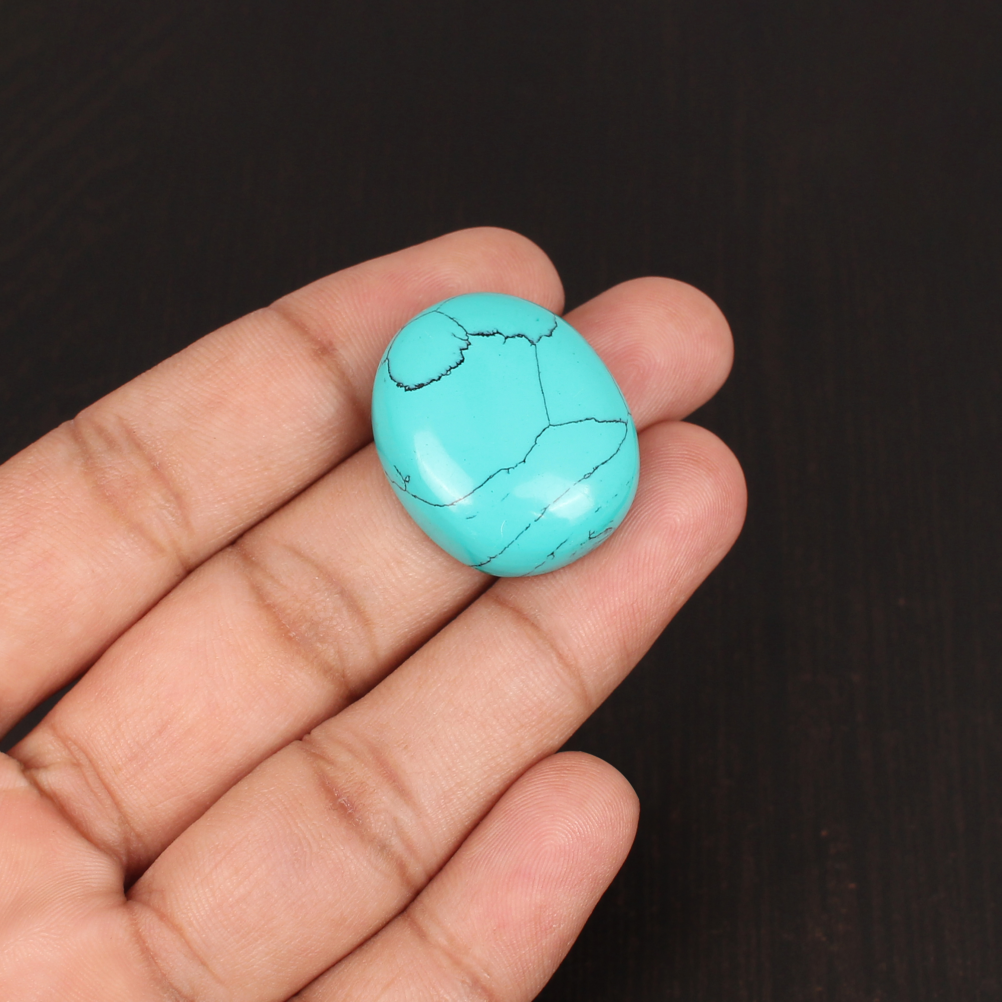 Green Synthetic Turquoise Gemstone Cabochon Cut 39 Carat 27x22 mm Loose Stone for Jewelry
