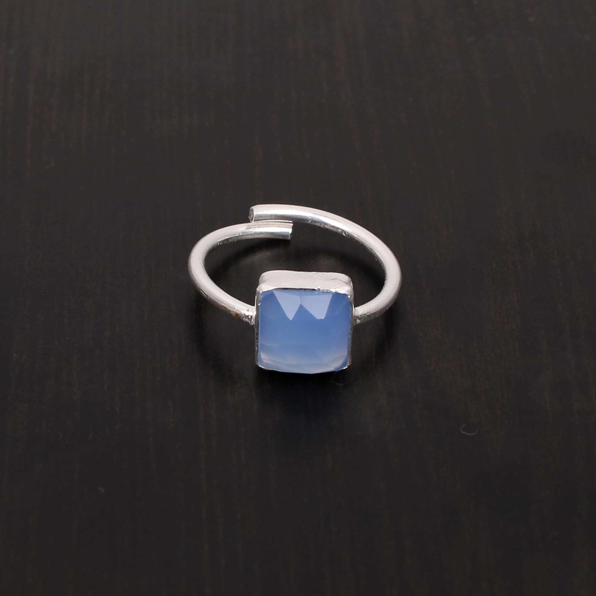 Blue Chalcedony 7x7mm 197 Gram 925 Sterling Silver Ring