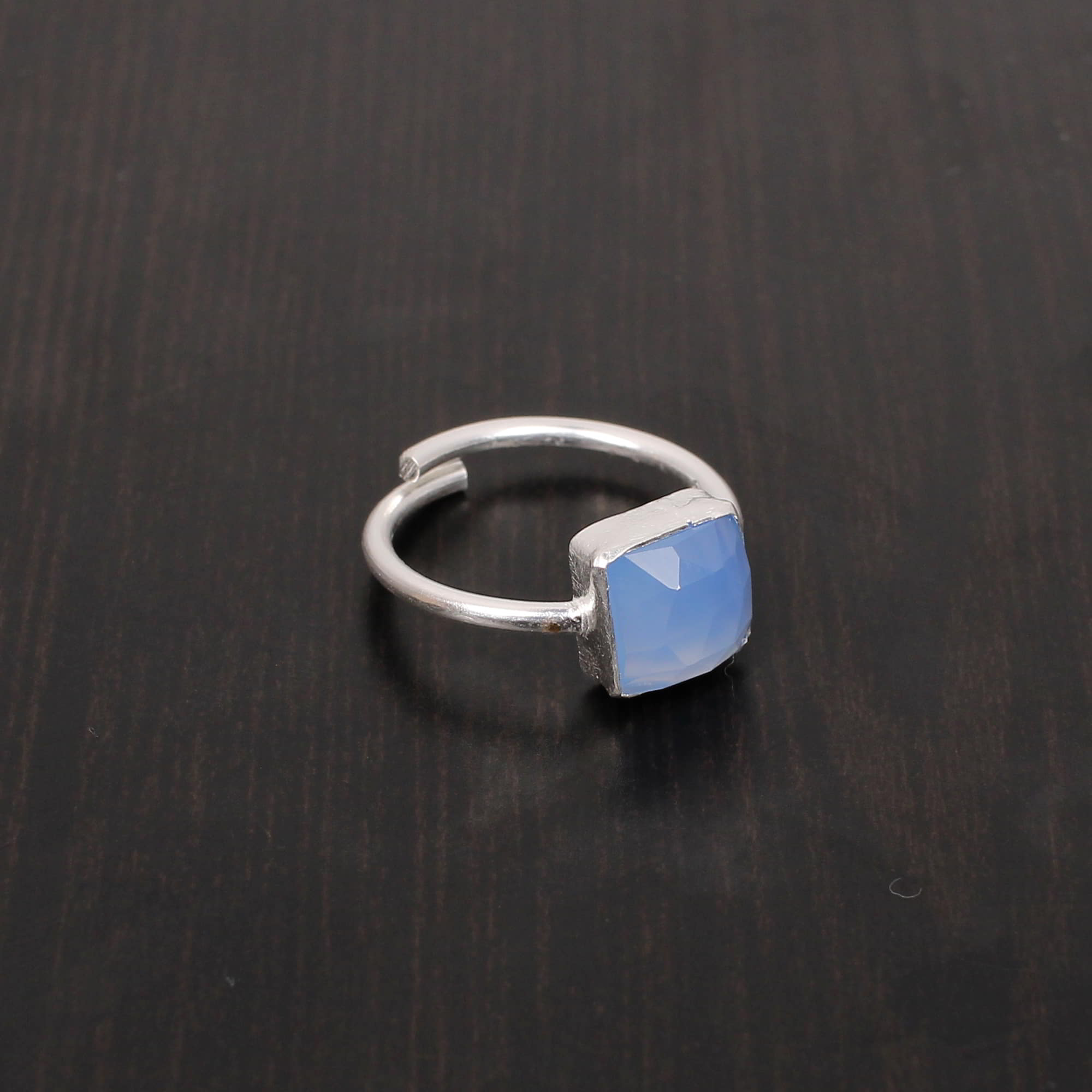 Blue Chalcedony 7x7mm 197 Gram 925 Sterling Silver Ring