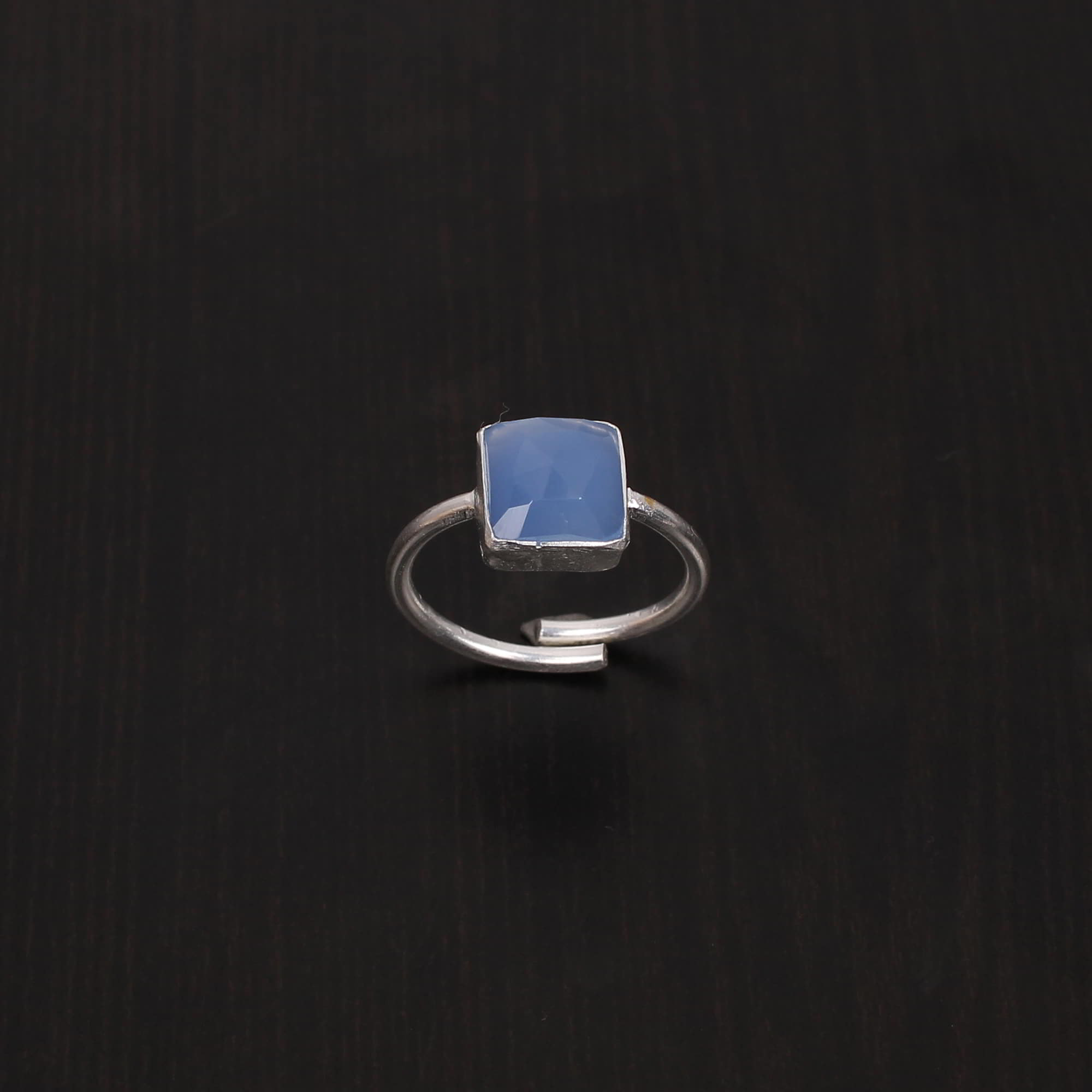 Blue Chalcedony 7x7mm 197 Gram 925 Sterling Silver Ring