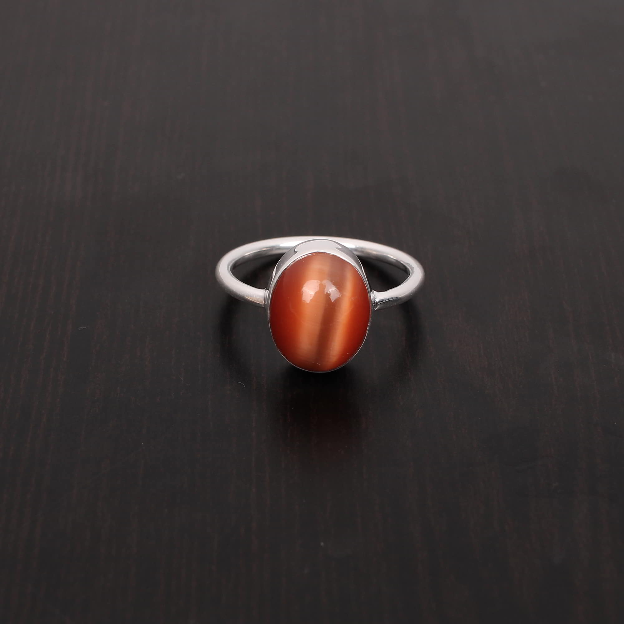 Red Cats Eye 12x9mm Oval Cab 353Gram 925 Sterling Silver Ring