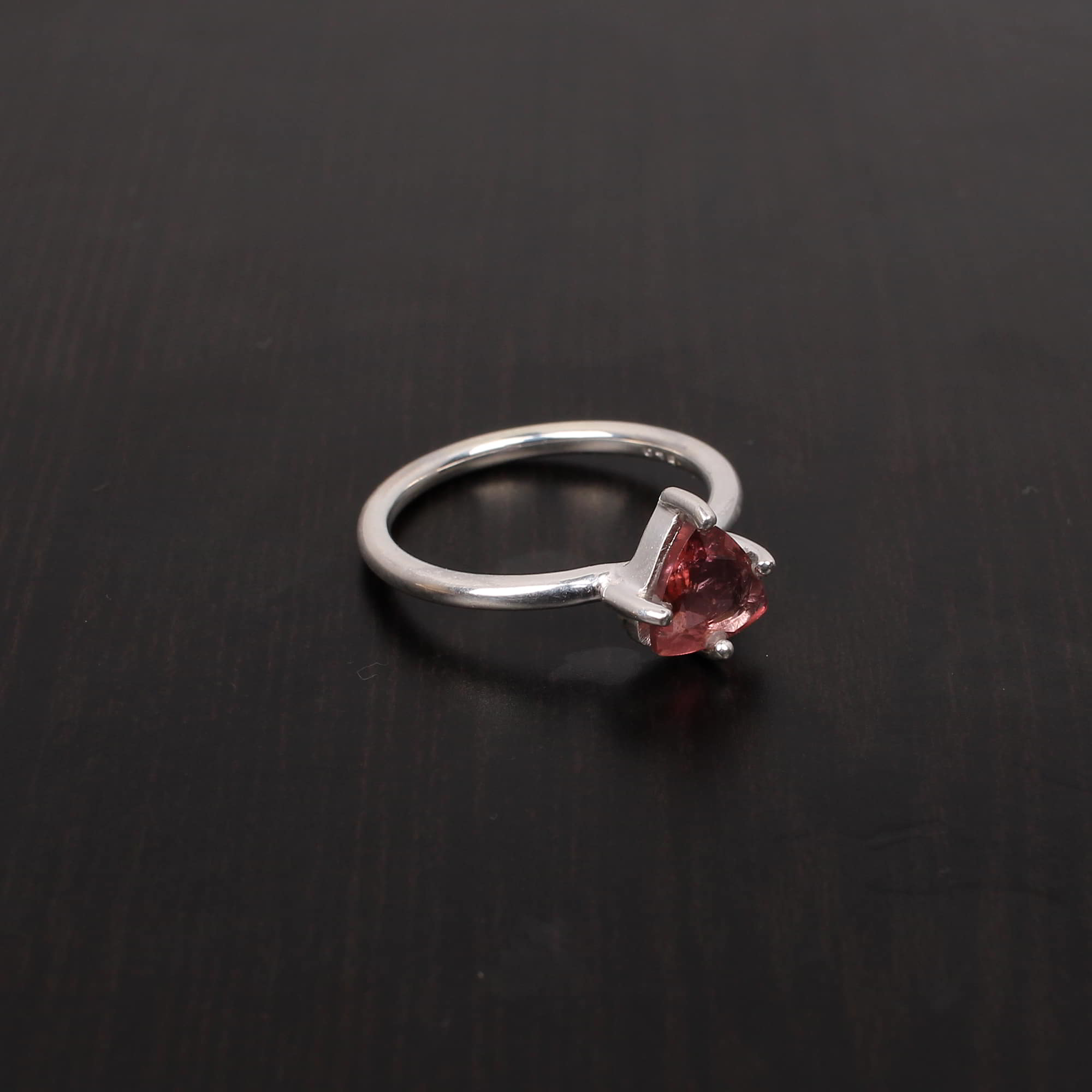 Natural Pink Tourmaline 7x7mm Trillion Cut 245Gram 925 Sterling Silver Ring
